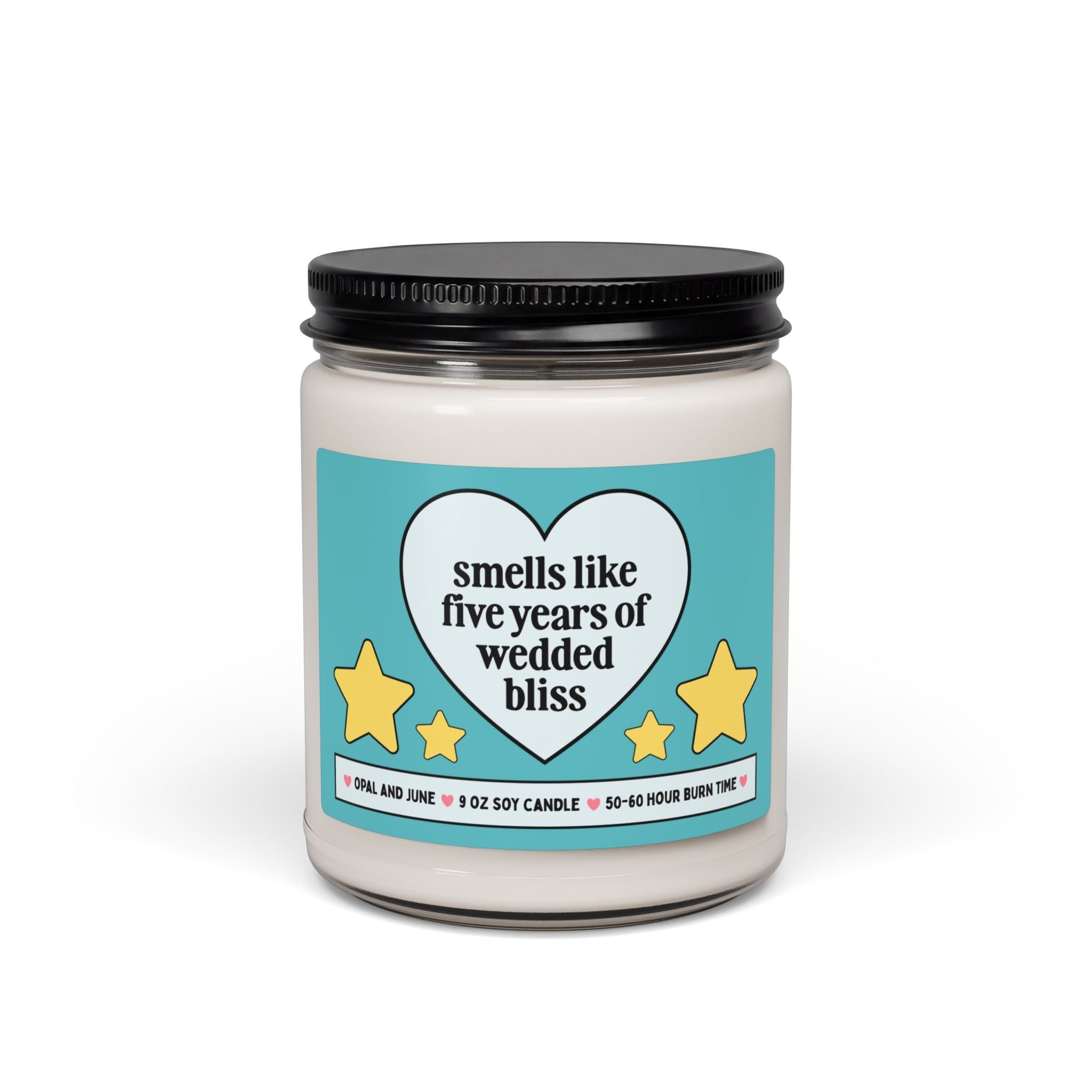 Fifth Anniversary Gift for Husband or Wife: Smells Like Five Years of Wedded Bliss, Funny and Cute 5 Year Anniversary Gift from Spouse - Opal and June
