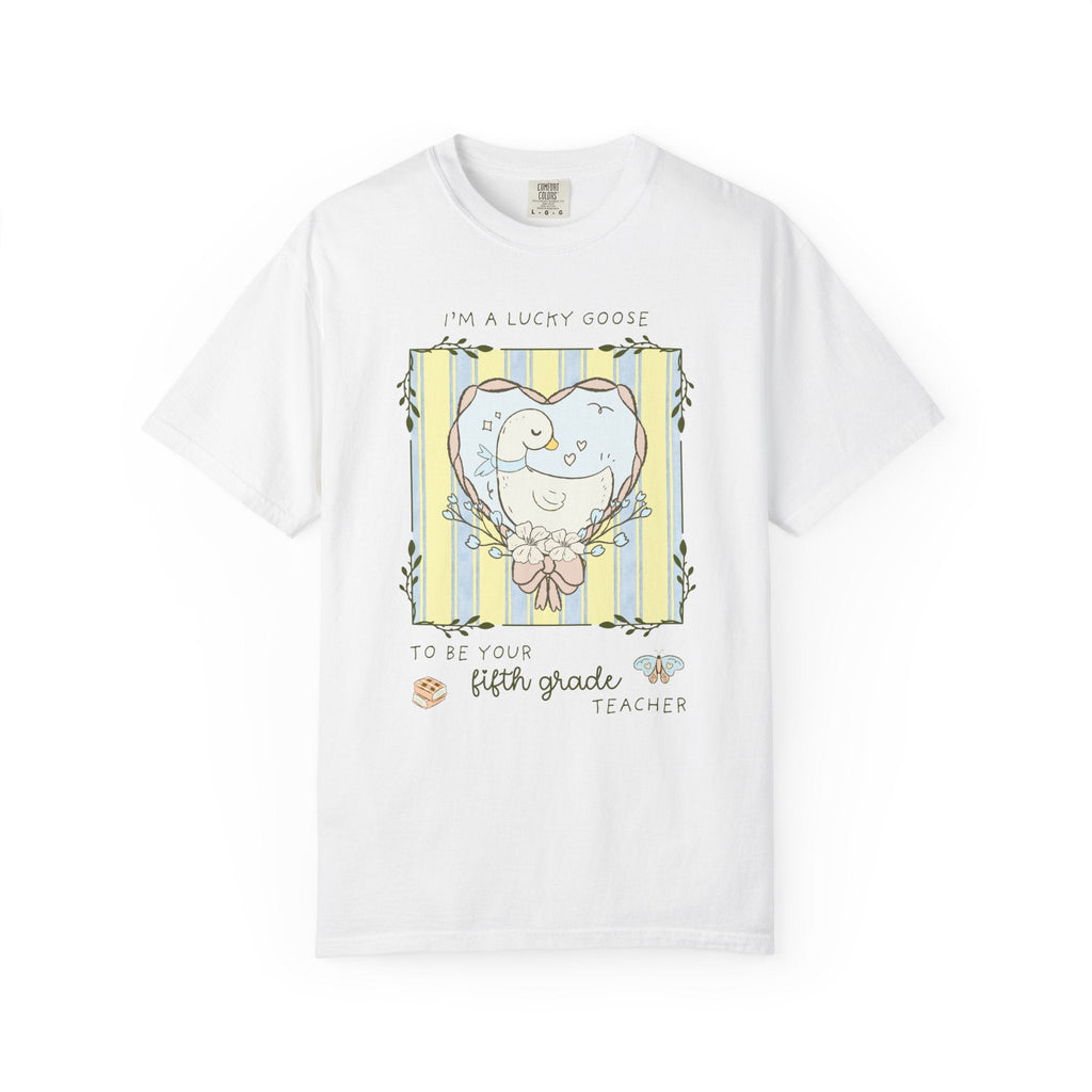Fifth Grade Back to School Silly Goose Teacher Tee Shirt, Cute Cottagecore Animal Lover Tee for Meet the Teacher Night, 5th Grade Crew Tee - Opal and June