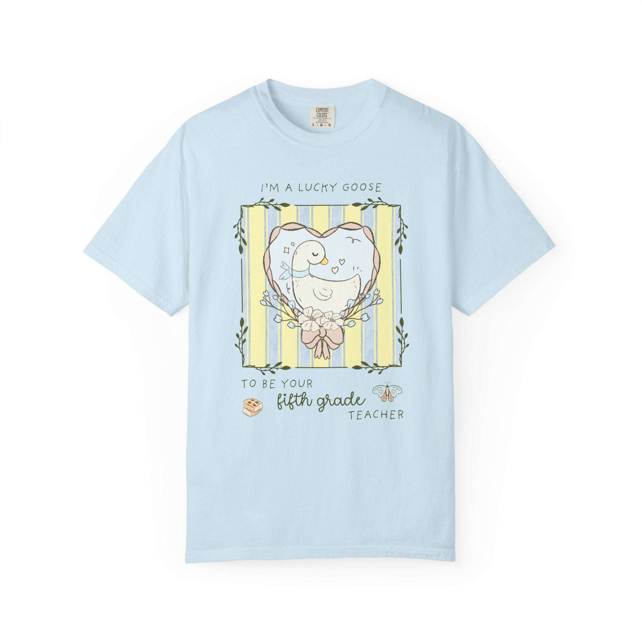 Fifth Grade Back to School Silly Goose Teacher Tee Shirt, Cute Cottagecore Animal Lover Tee for Meet the Teacher Night, 5th Grade Crew Tee - Opal and June
