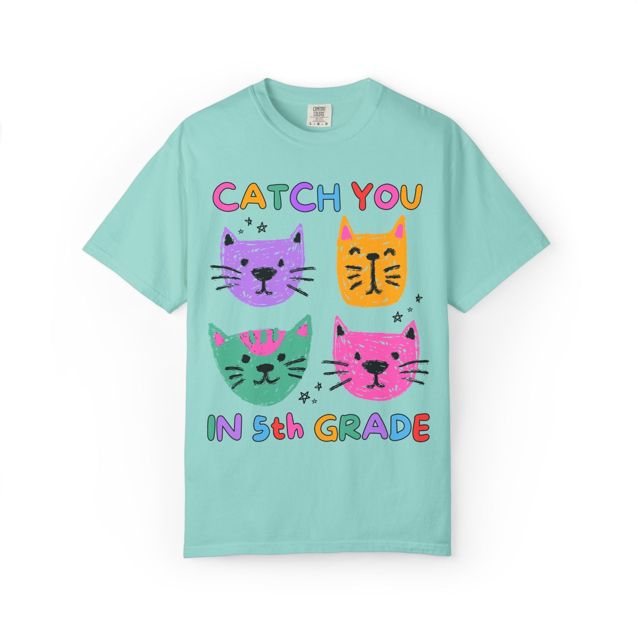 Fifth Grade Cat Lover Tee Shirt: Catch You in 5th Grade | Cute Matching Teacher T-Shirt for Back to School or New School Year, Animal Lover - Opal and June