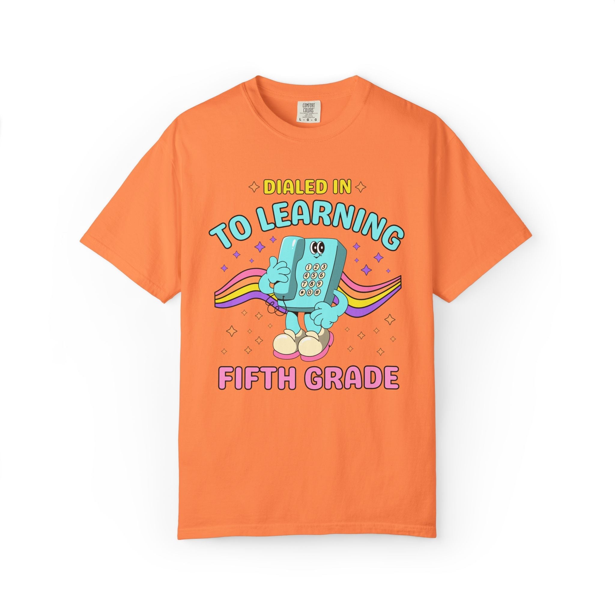 Fifth Grade Dialed Into Learning Retro Grade Level T-Shirt for Teachers: Cute and Funny Matching Teacher, Back to School, Testing Day - Opal and June