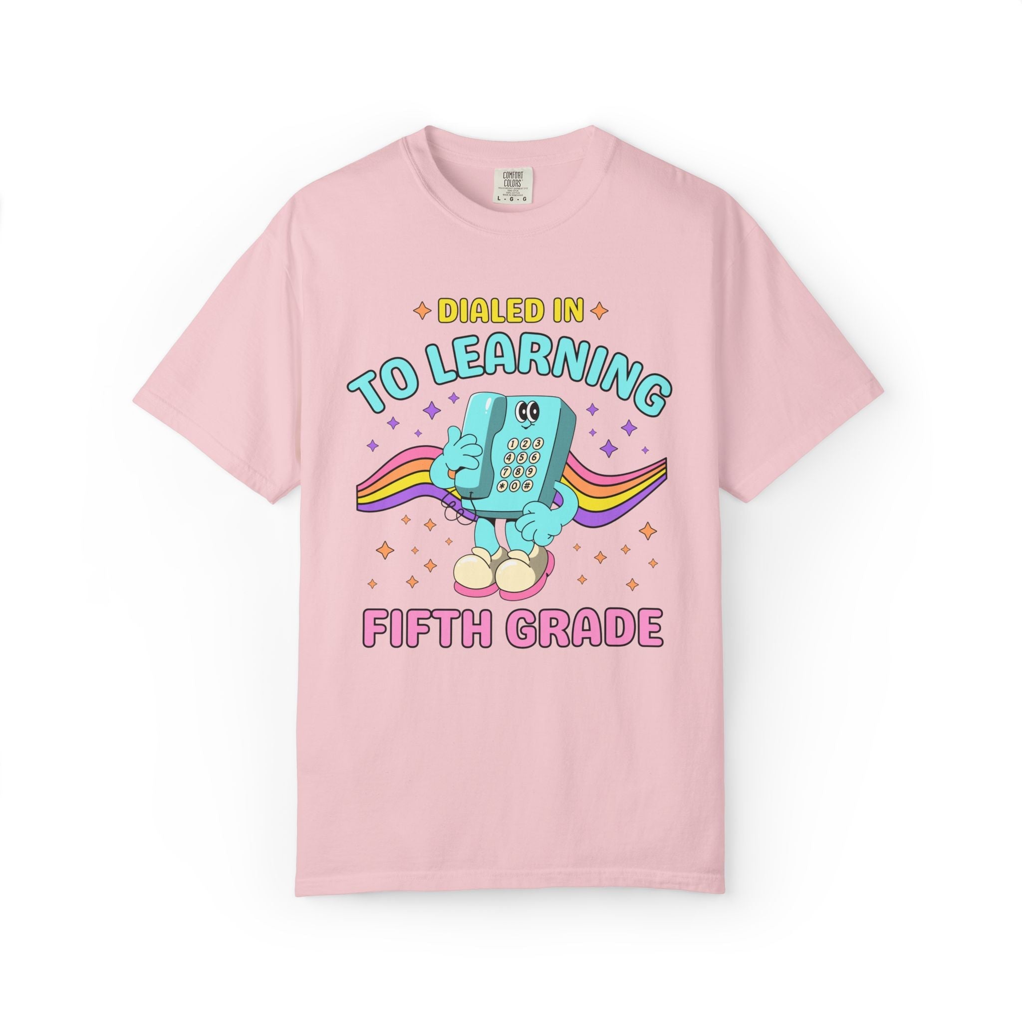 Fifth Grade Dialed Into Learning Retro Grade Level T-Shirt for Teachers: Cute and Funny Matching Teacher, Back to School, Testing Day - Opal and June