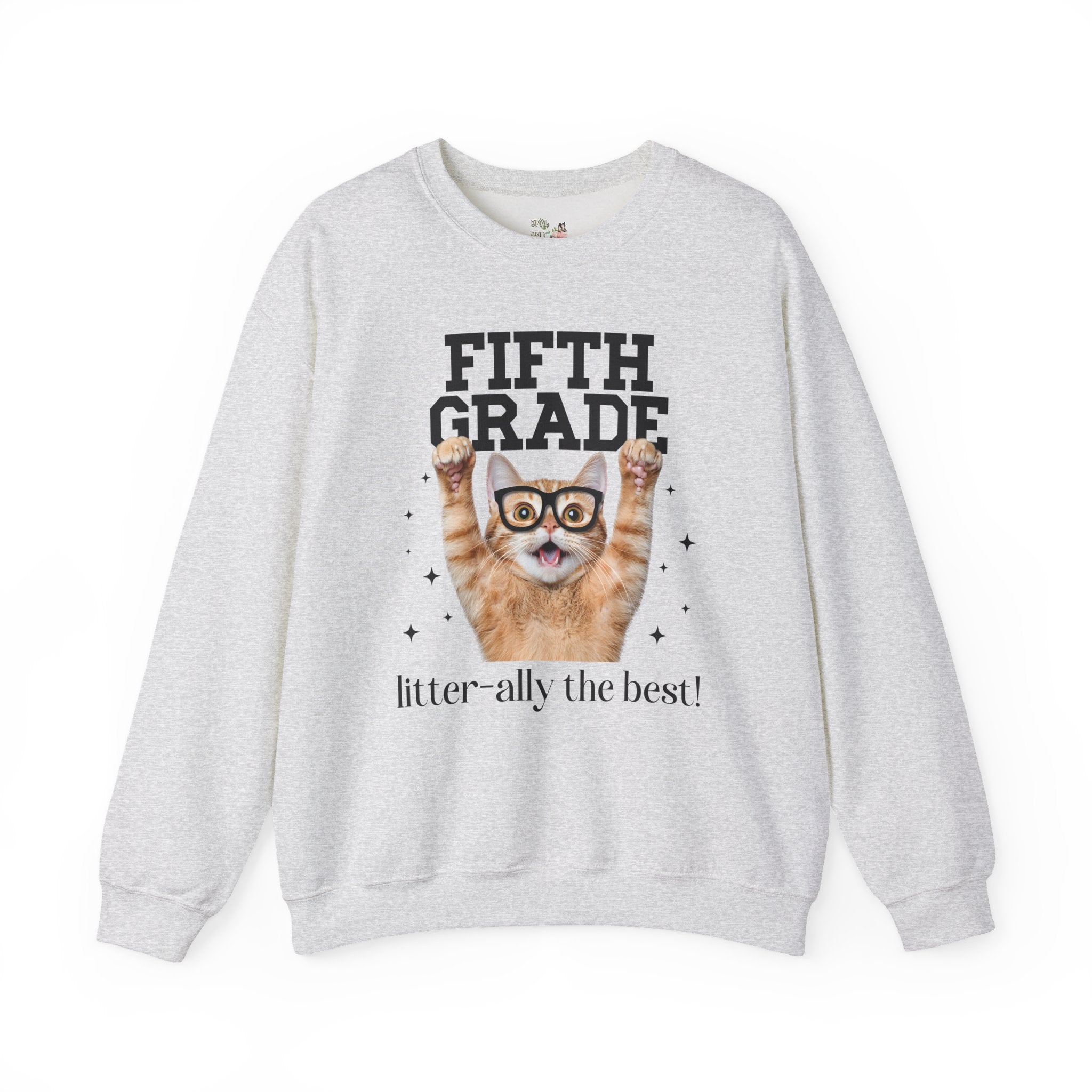 Fifth Grade Teacher Cat Lover Sweatshirt for Back to School, Funny Saying Cat Mom or Cat Dad Gift, First Day of School Teacher Team Shirt - Opal and June