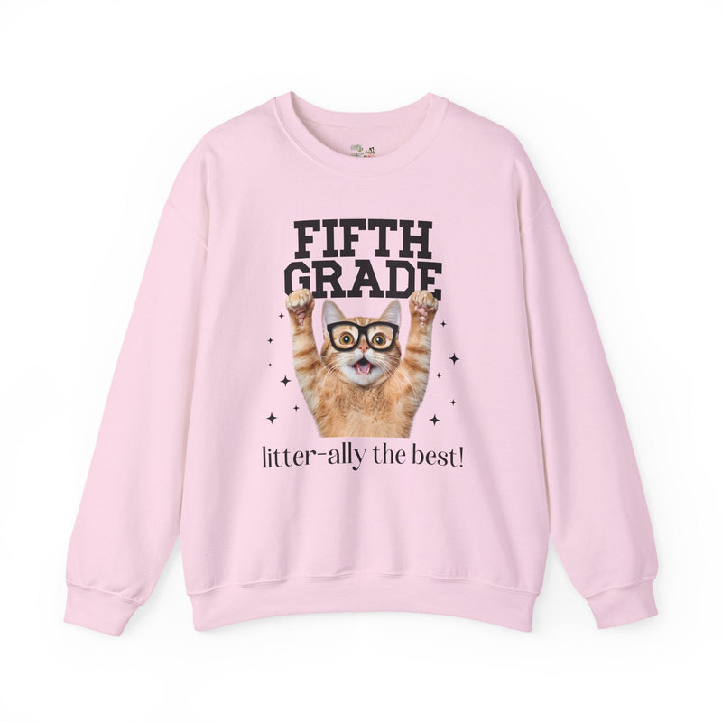 Fifth Grade Teacher Cat Lover Sweatshirt for Back to School, Funny Saying Cat Mom or Cat Dad Gift, First Day of School Teacher Team Shirt - Opal and June
