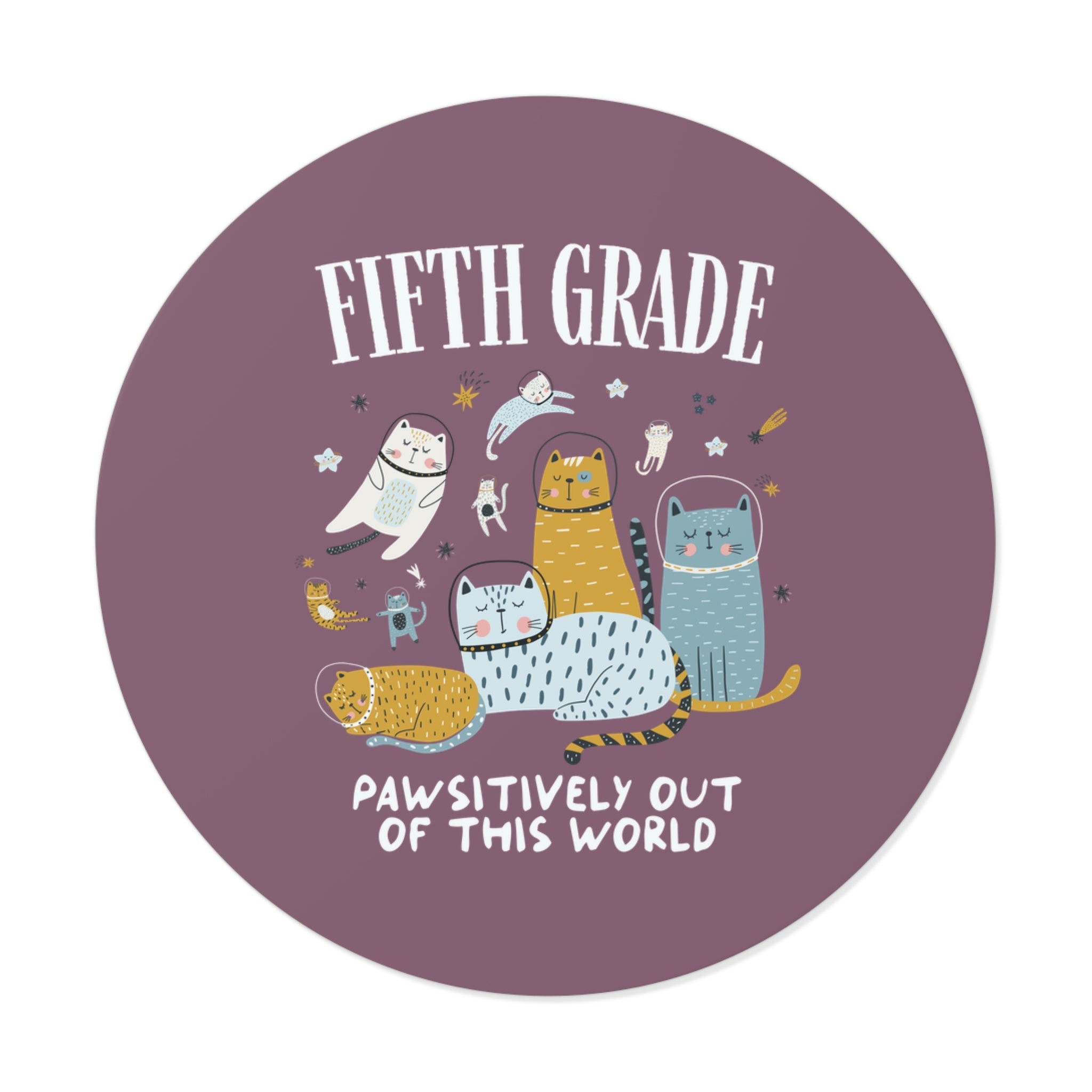 Fifth Grade Teacher Space Cat Sticker with Astronaut Kittens and Stars: Pawsitively Out of This World Teacher Team Sticker for Cat Lover - Opal and June