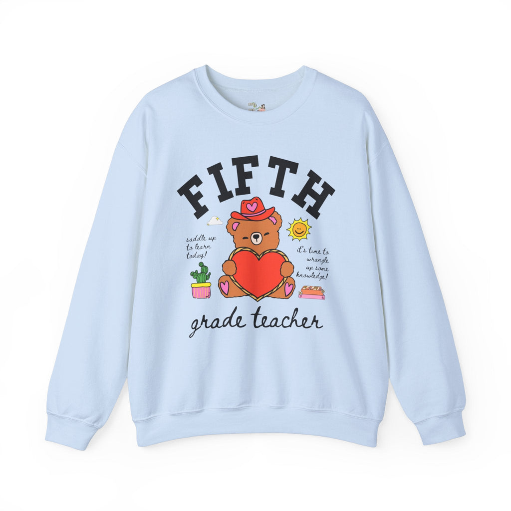 Fifth Grade Teacher Sweatshirt, Cute Cottagecore Western Bear, Funny Saying Elementary School Fifth Grade Matching Teacher Shirt, 90s Vibe - Opal and June