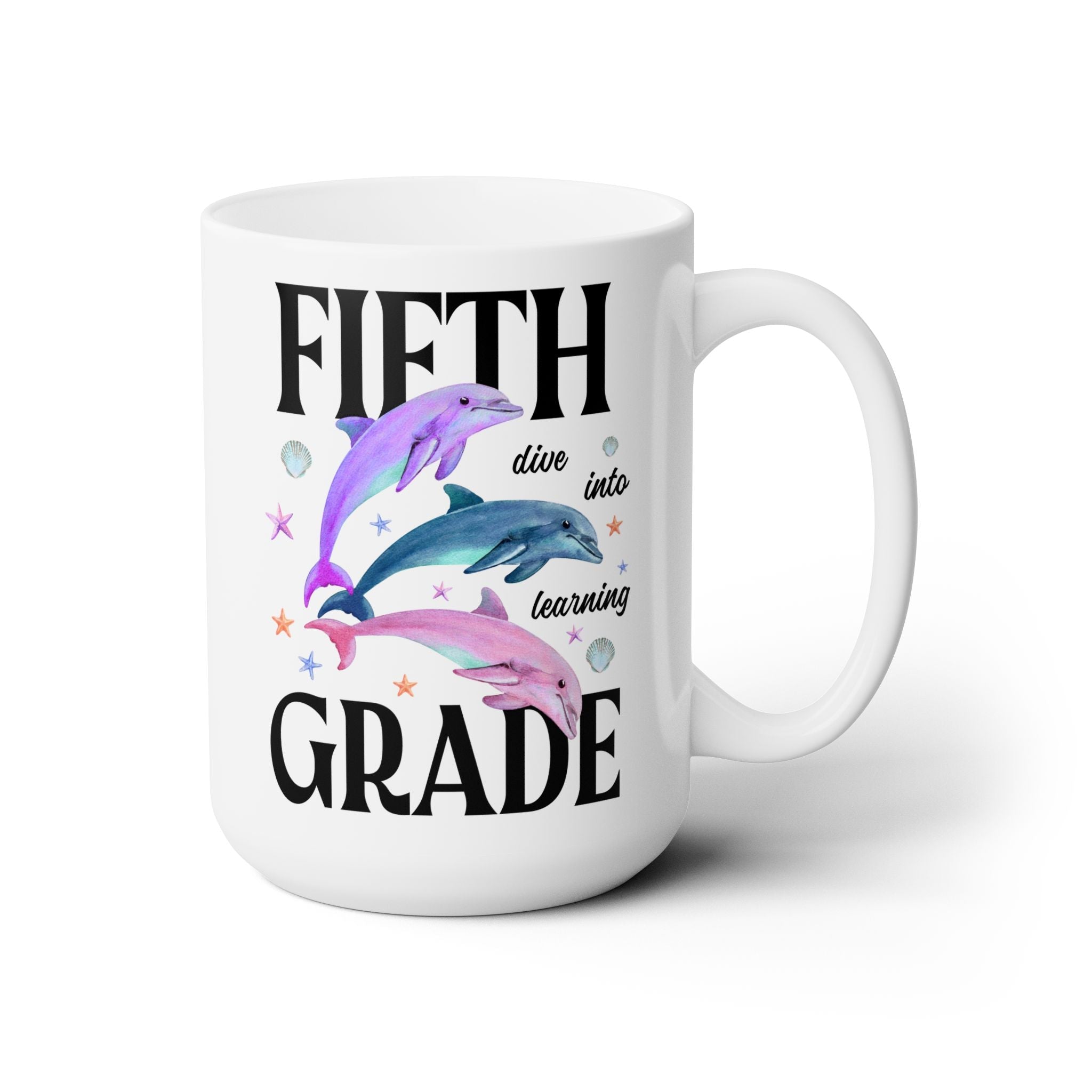 Fifth Grade Teacher Team Coffee Mug with Dolphins: Dive Into Learning - Opal and June