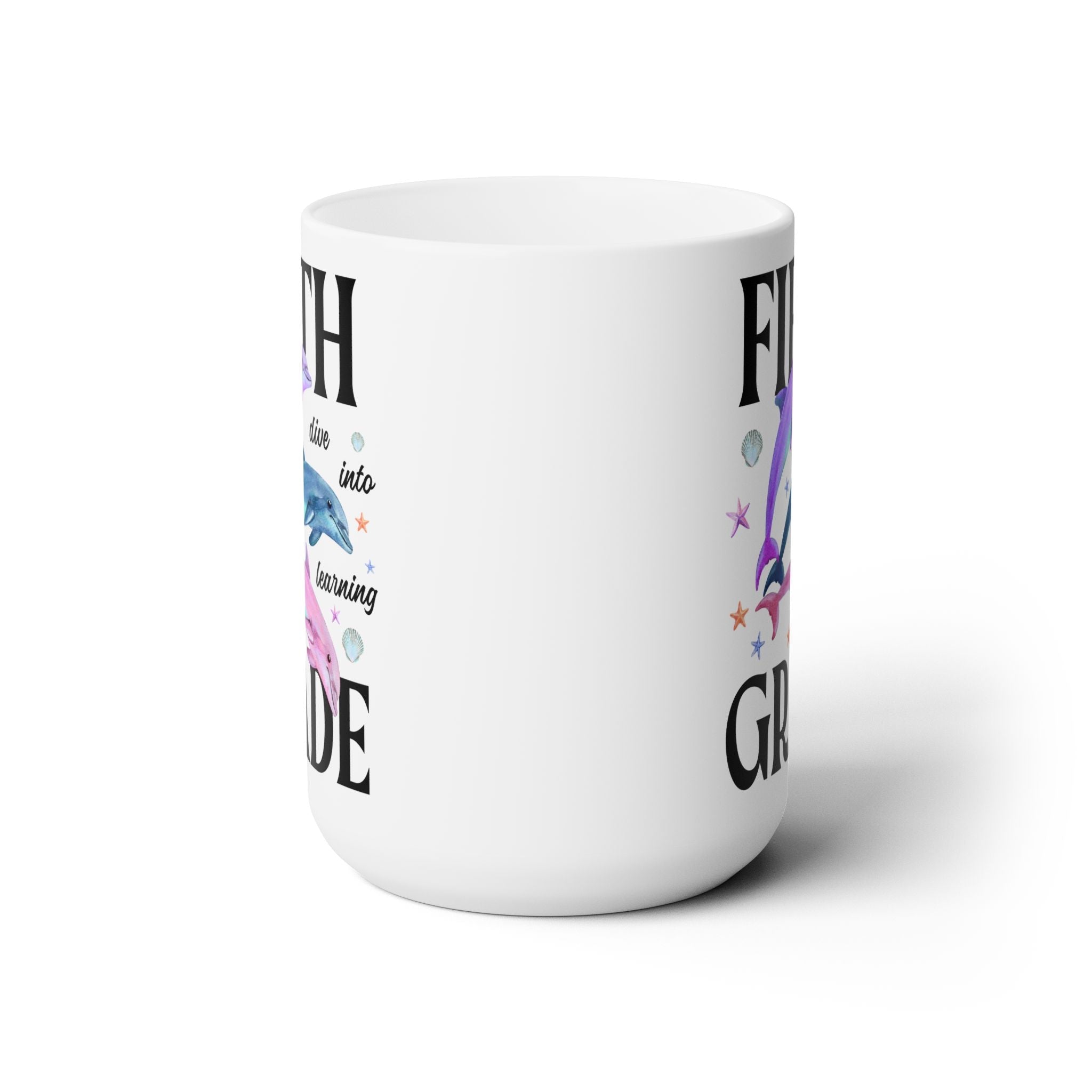 Fifth Grade Teacher Team Coffee Mug with Dolphins: Dive Into Learning - Opal and June