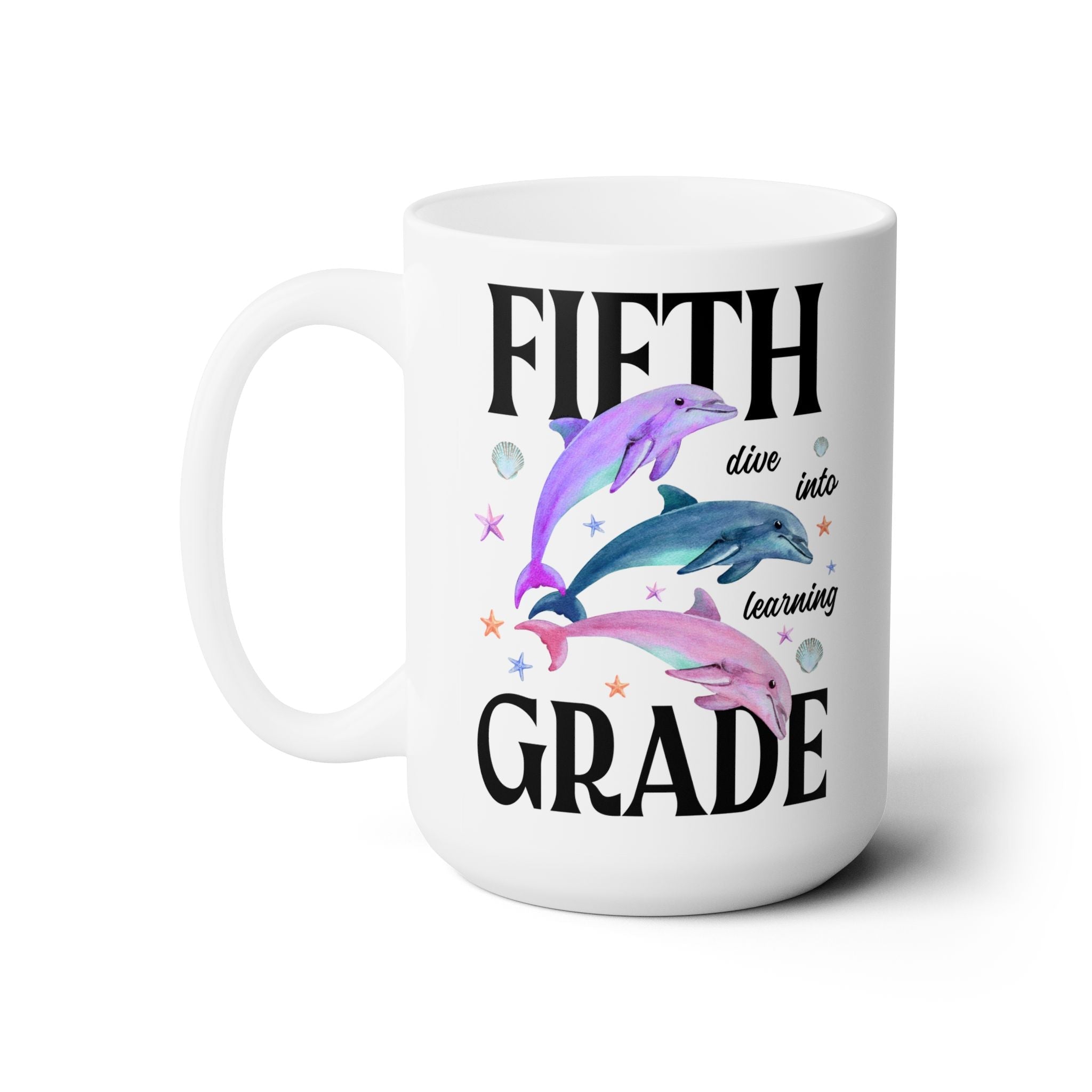 Fifth Grade Teacher Team Coffee Mug with Dolphins: Dive Into Learning - Opal and June