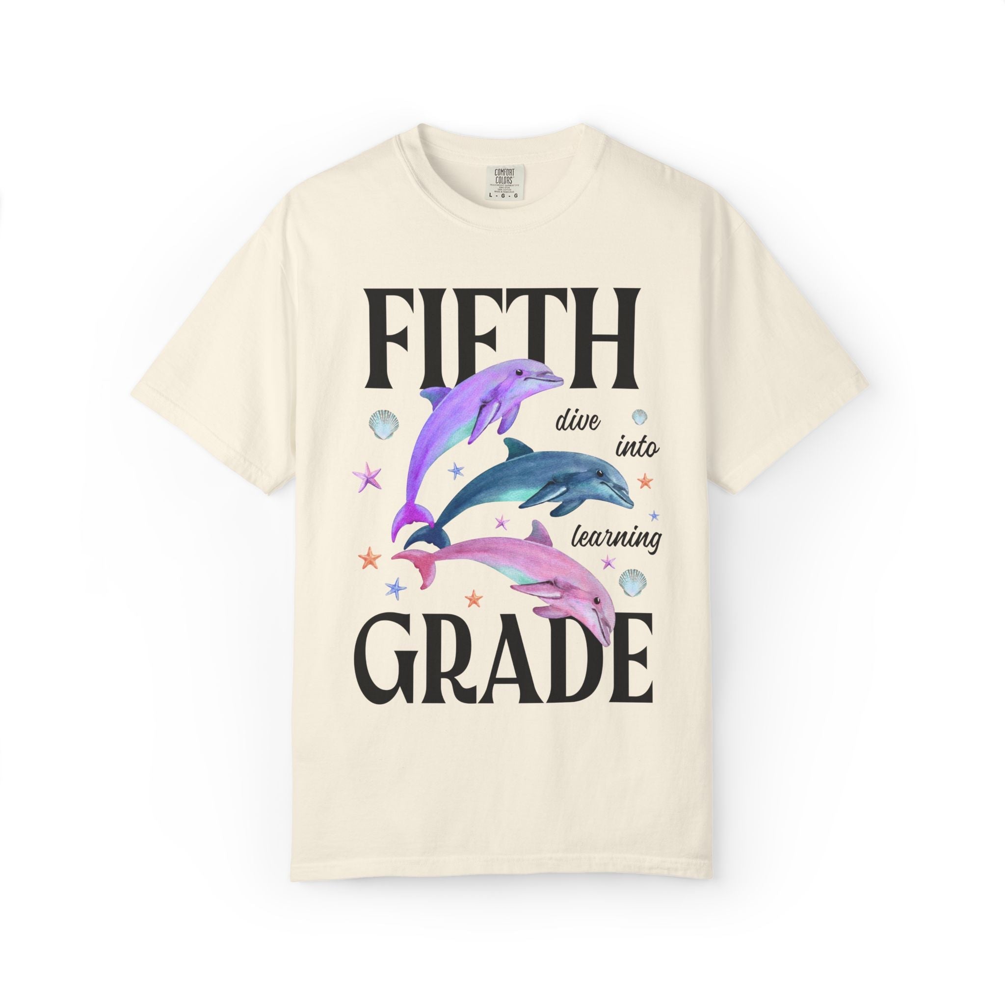 Fifth Grade Teacher Team Tee Shirt with Dolphins: Dive Into Learning - Opal and June