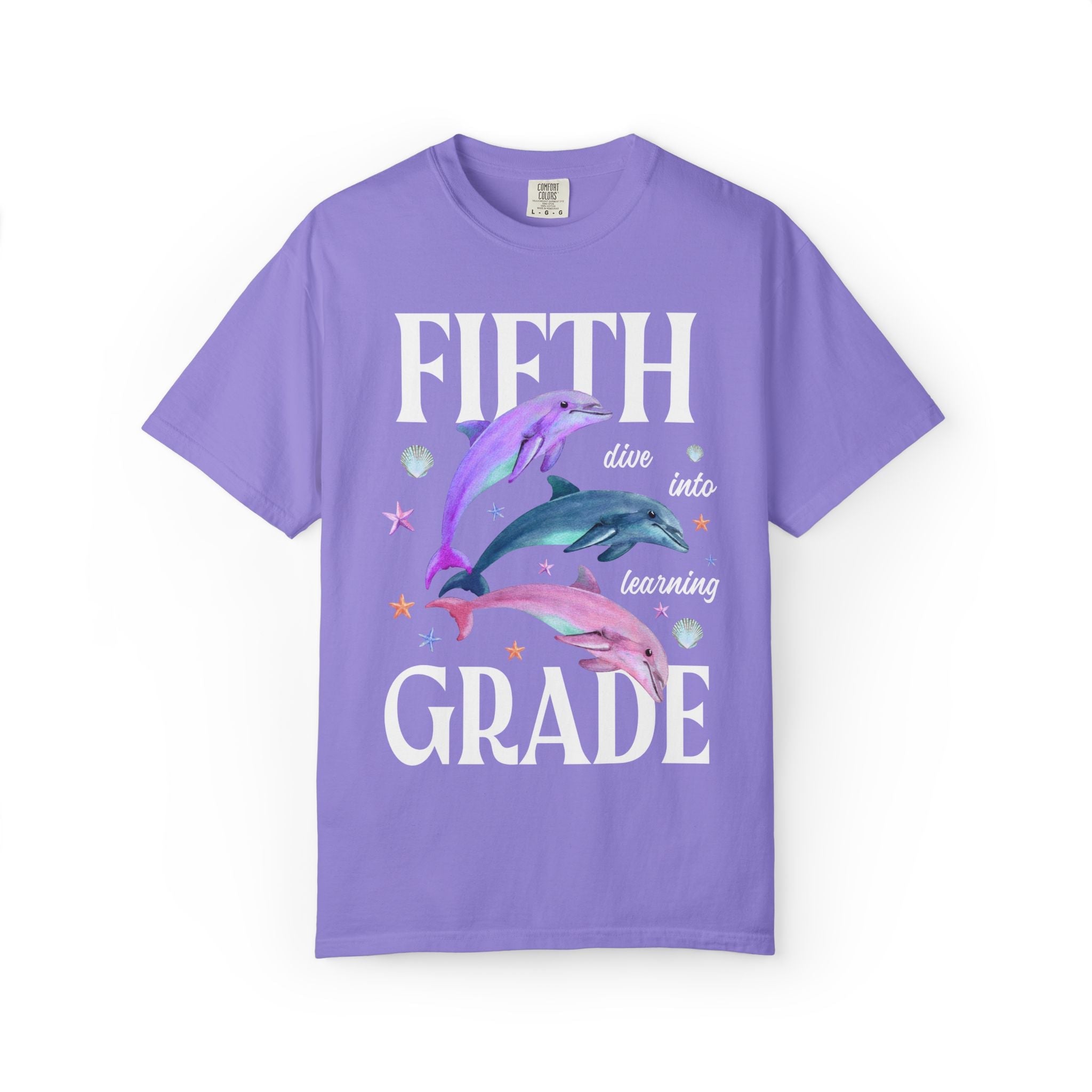 Fifth Grade Teacher Team Tee Shirt with Dolphins: Dive Into Learning - Opal and June