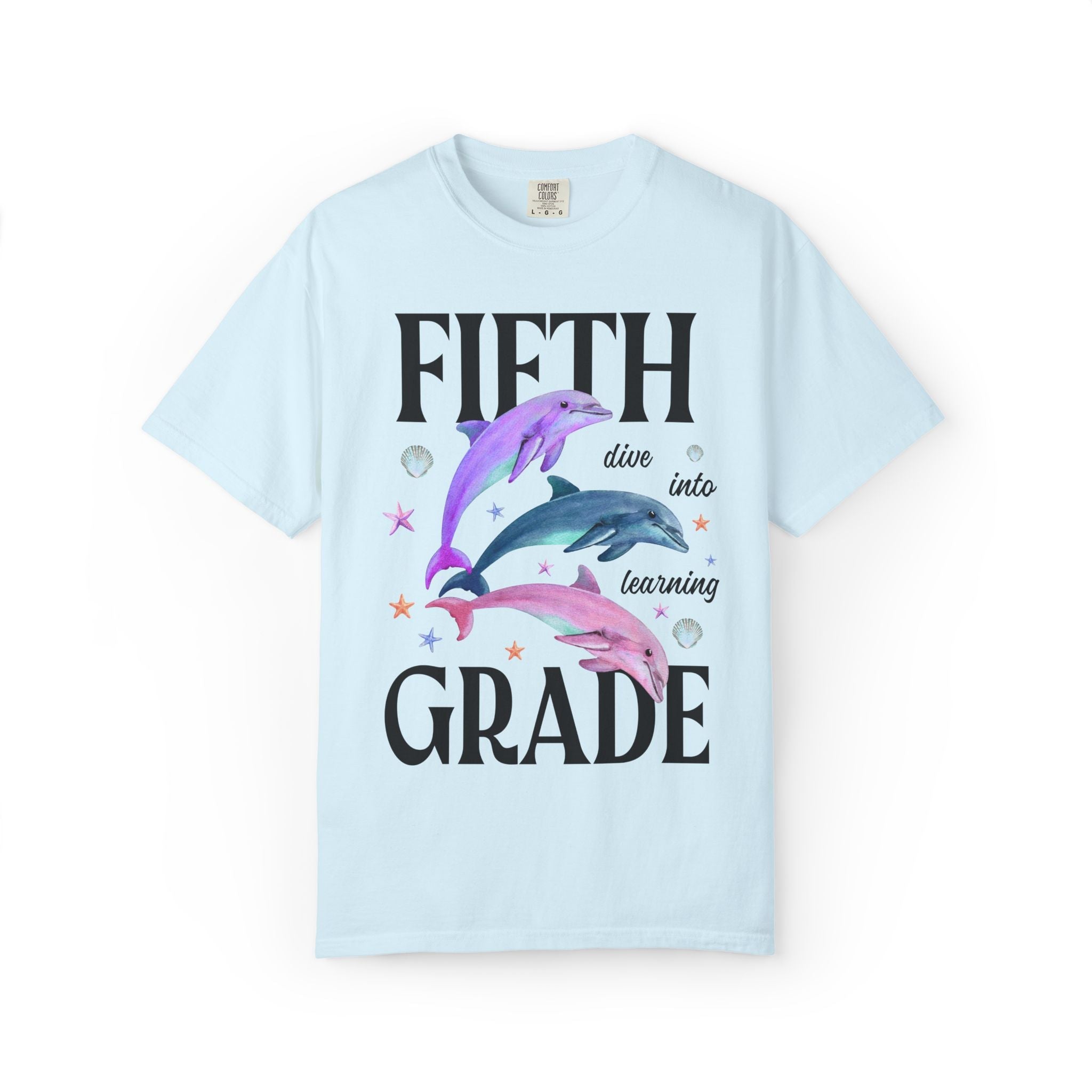 Fifth Grade Teacher Team Tee Shirt with Dolphins: Dive Into Learning - Opal and June