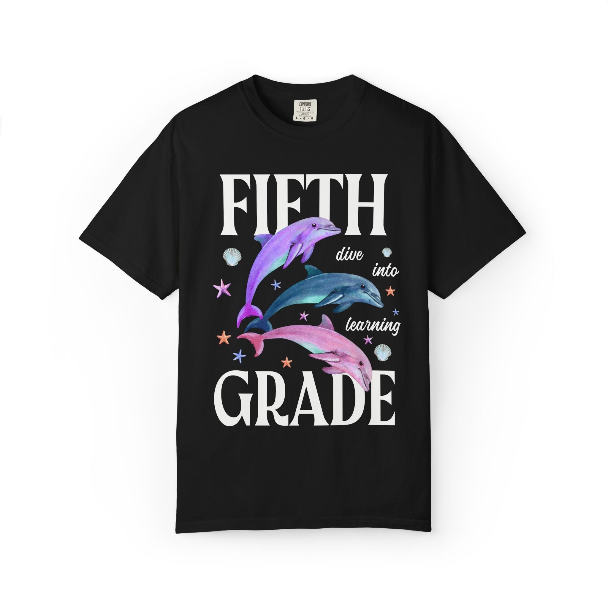 Fifth Grade Teacher Team Tee Shirt with Dolphins: Dive Into Learning - Opal and June