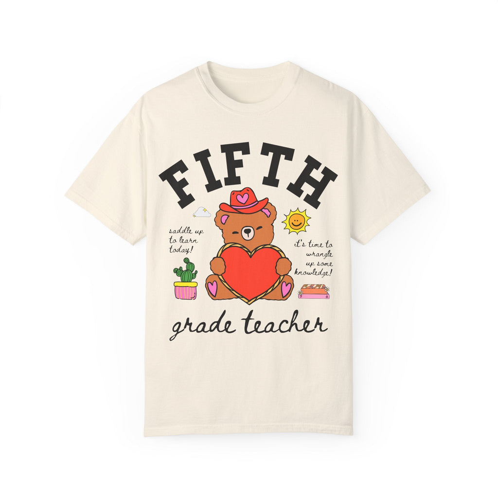 Fifth Grade Teacher Tee Shirt, Cute Cottagecore Western Bear, Funny Saying Elementary School Fifth Grade Matching Teacher Tee, 90s Vibe - Opal and June