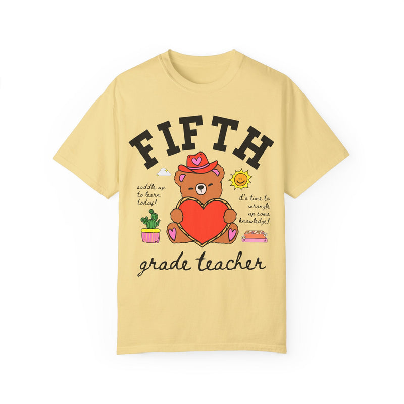 Fifth Grade Teacher Tee Shirt, Cute Cottagecore Western Bear, Funny Saying Elementary School Fifth Grade Matching Teacher Tee, 90s Vibe - Opal and June
