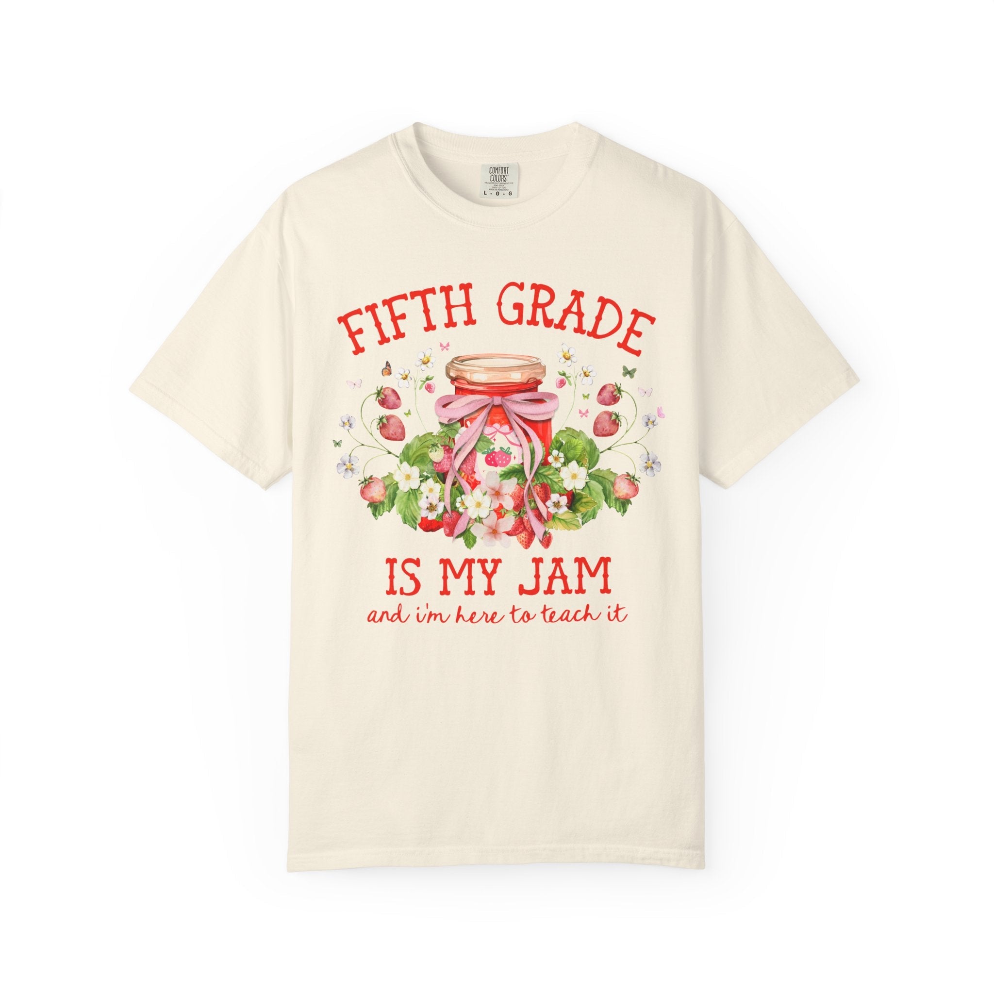 Fifth Grade Teacher Tee with Strawberries: Fifth Grade is My Jam, Matching Back to School, Meet the Teacher Shirt, First Day 5th Grade Tee - Opal and June