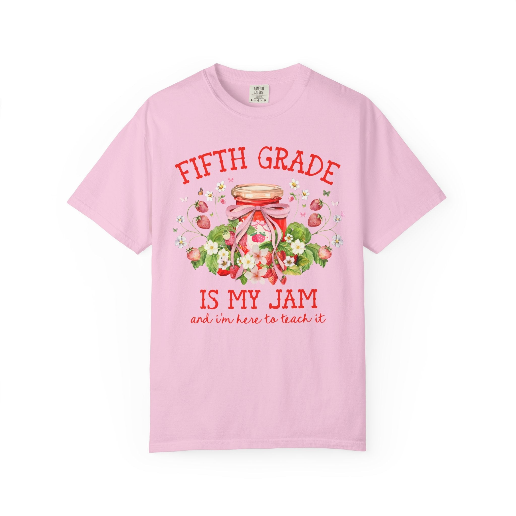 Fifth Grade Teacher Tee with Strawberries: Fifth Grade is My Jam, Matching Back to School, Meet the Teacher Shirt, First Day 5th Grade Tee - Opal and June