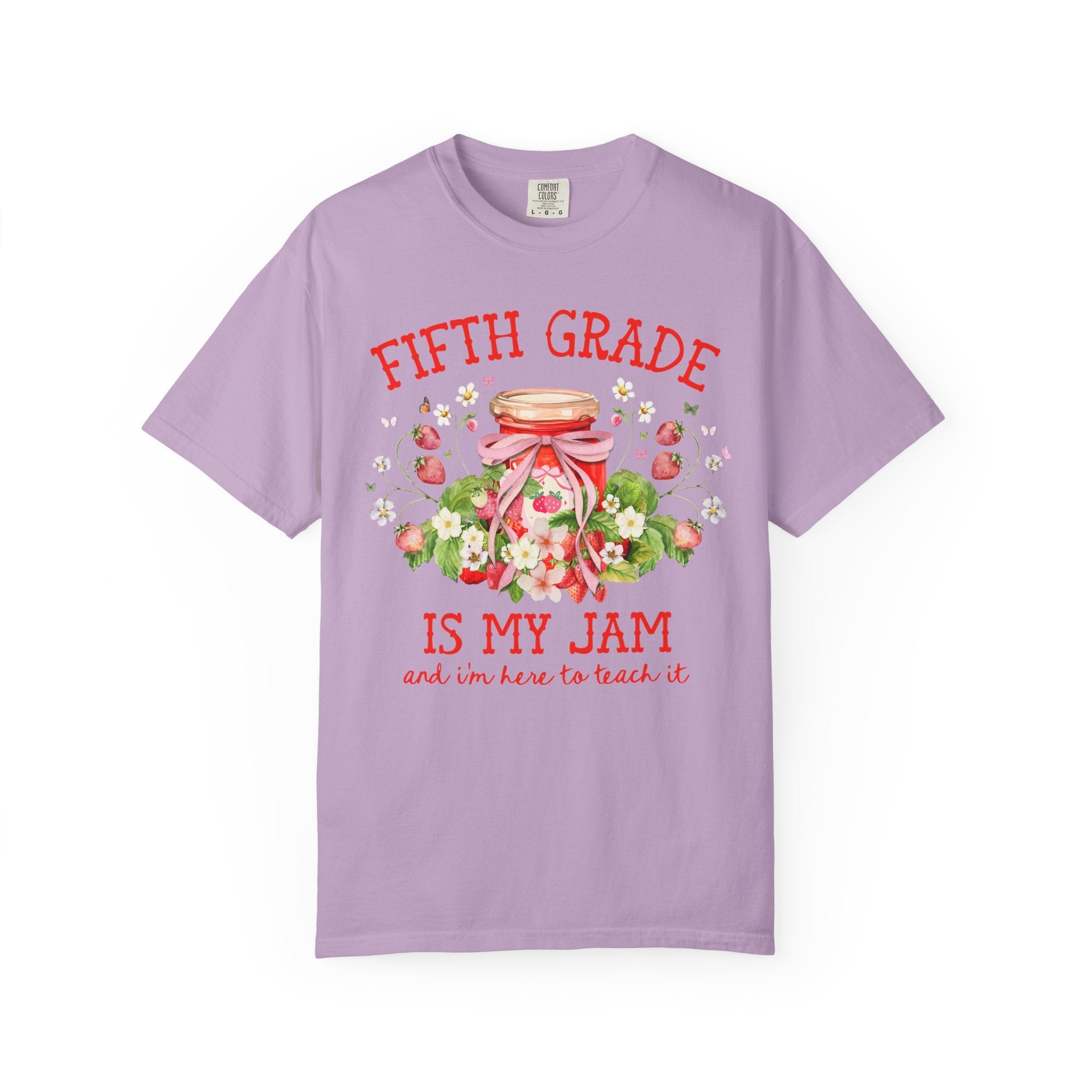 Fifth Grade Teacher Tee with Strawberries: Fifth Grade is My Jam, Matching Back to School, Meet the Teacher Shirt, First Day 5th Grade Tee - Opal and June