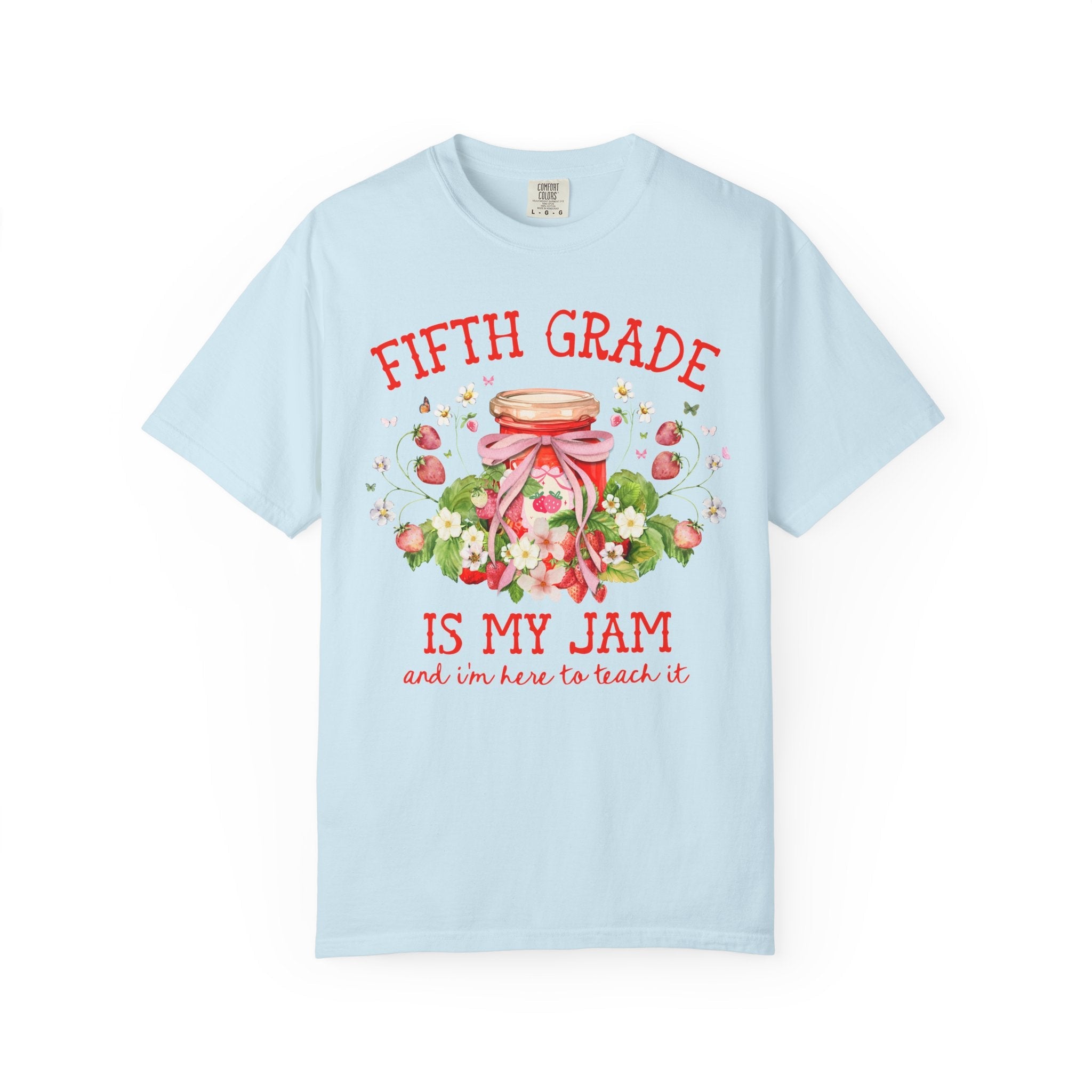 Fifth Grade Teacher Tee with Strawberries: Fifth Grade is My Jam, Matching Back to School, Meet the Teacher Shirt, First Day 5th Grade Tee - Opal and June