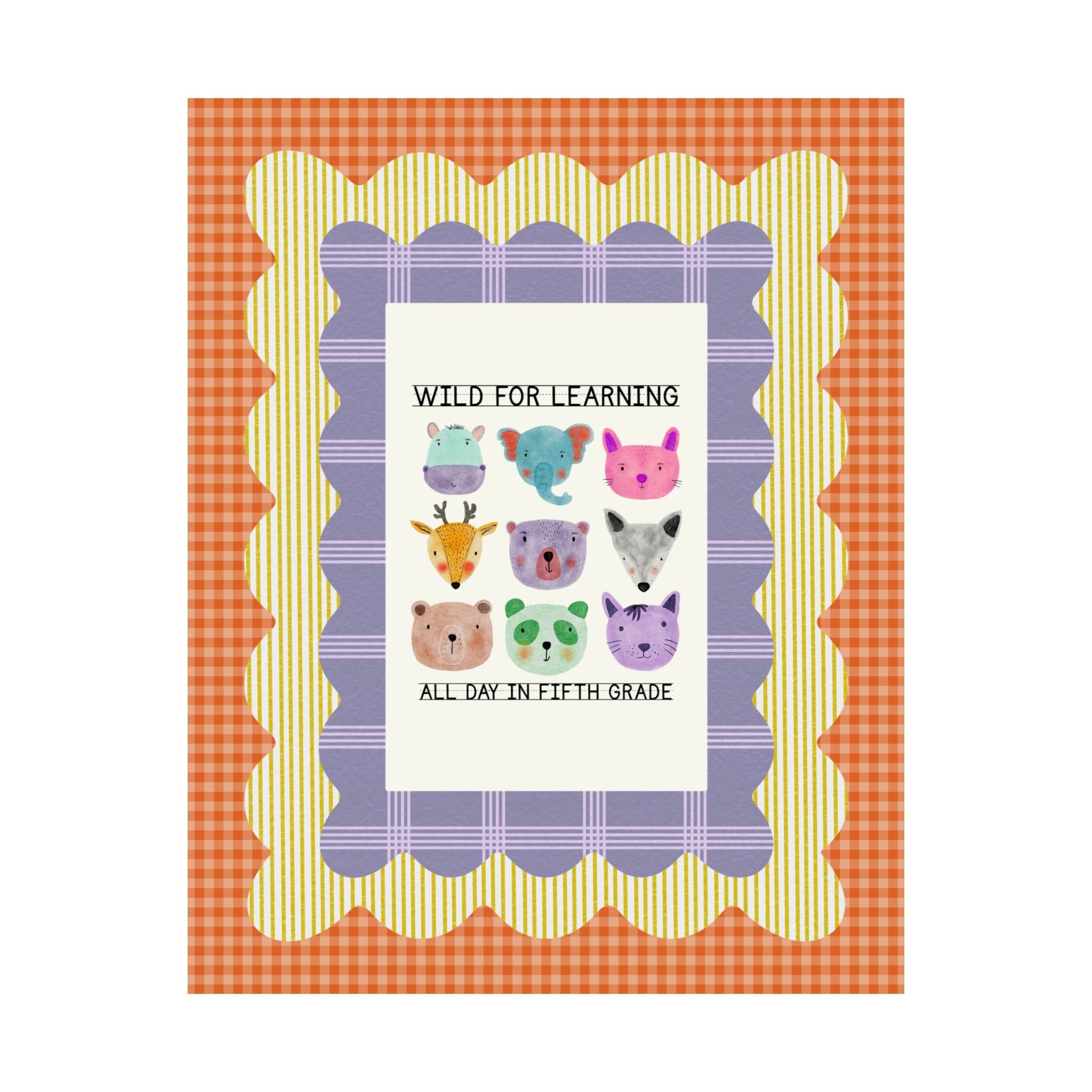 Fifth Grade Wild for Learning Poster for Animal Lover, Colorful Maximalist 90s Aesthetic Print for First Grade Crew, Matching Teacher Gift - Opal and June