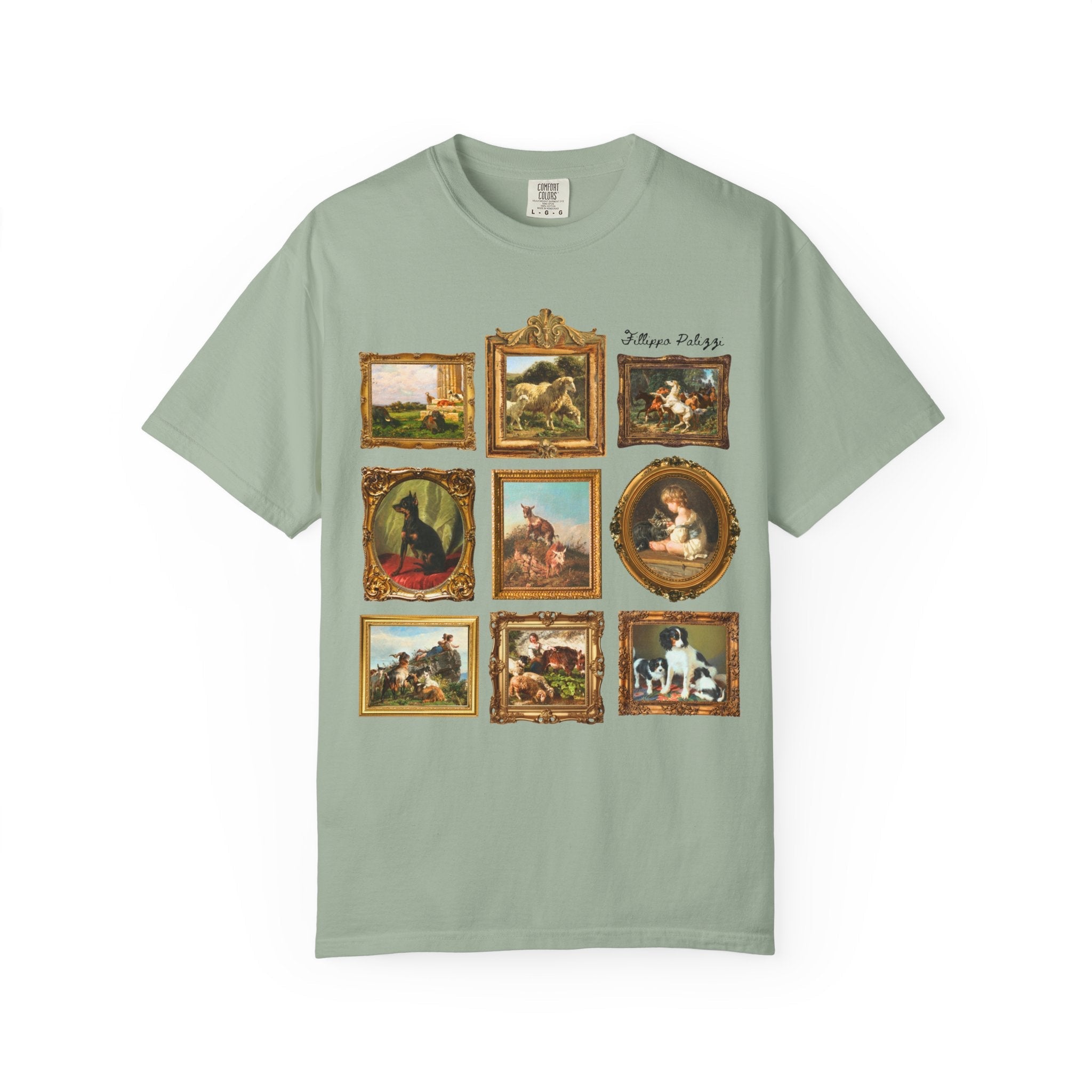 Fillipo Palizzi Art Histort Tee Shirt for Animal Lover: Famous Paintings of Goats and Animals, 19th Century Italian Art History Tee Shirt - Opal and June