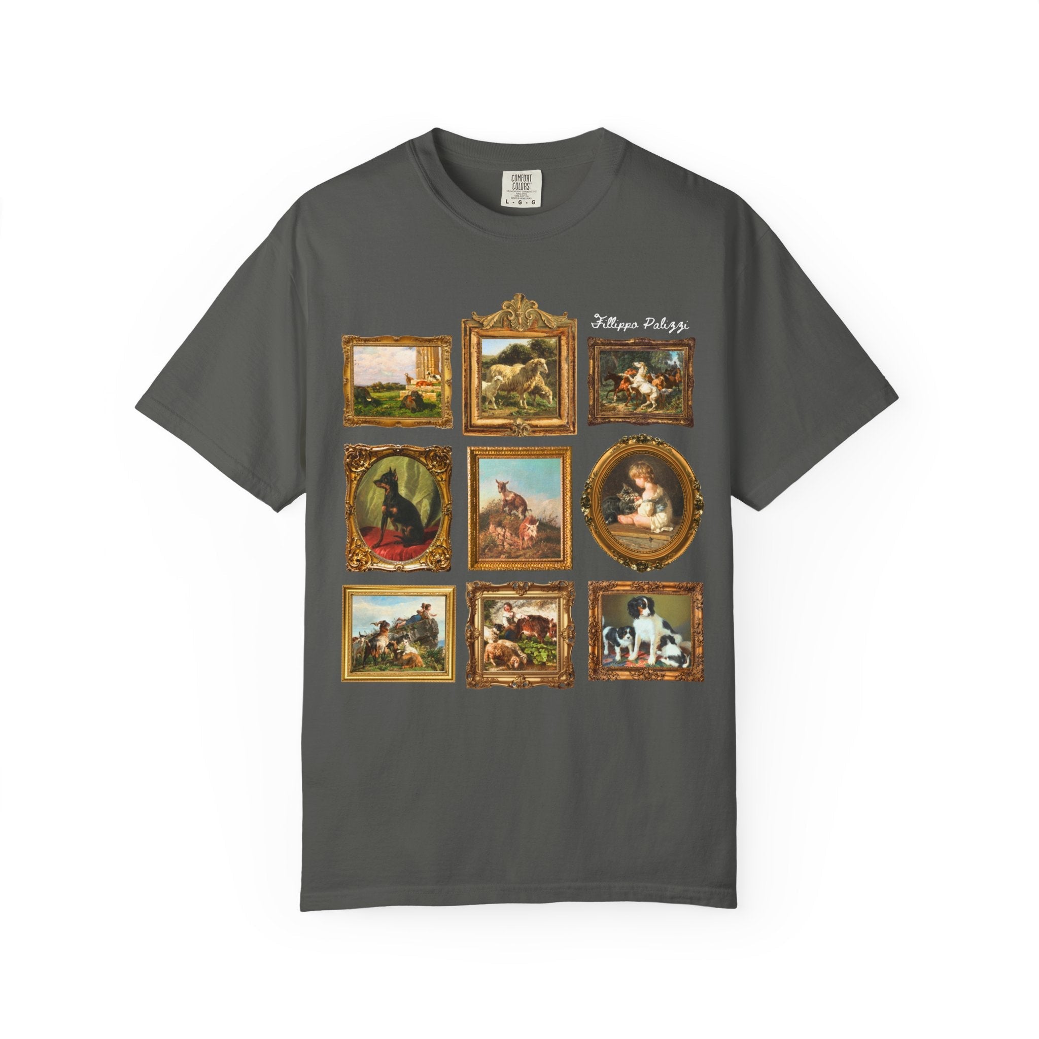 Fillipo Palizzi Art Histort Tee Shirt for Animal Lover: Famous Paintings of Goats and Animals, 19th Century Italian Art History Tee Shirt - Opal and June