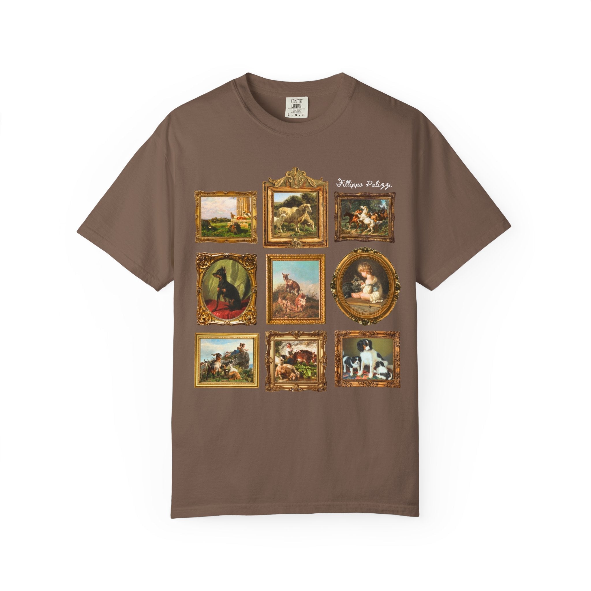 Fillipo Palizzi Art Histort Tee Shirt for Animal Lover: Famous Paintings of Goats and Animals, 19th Century Italian Art History Tee Shirt - Opal and June