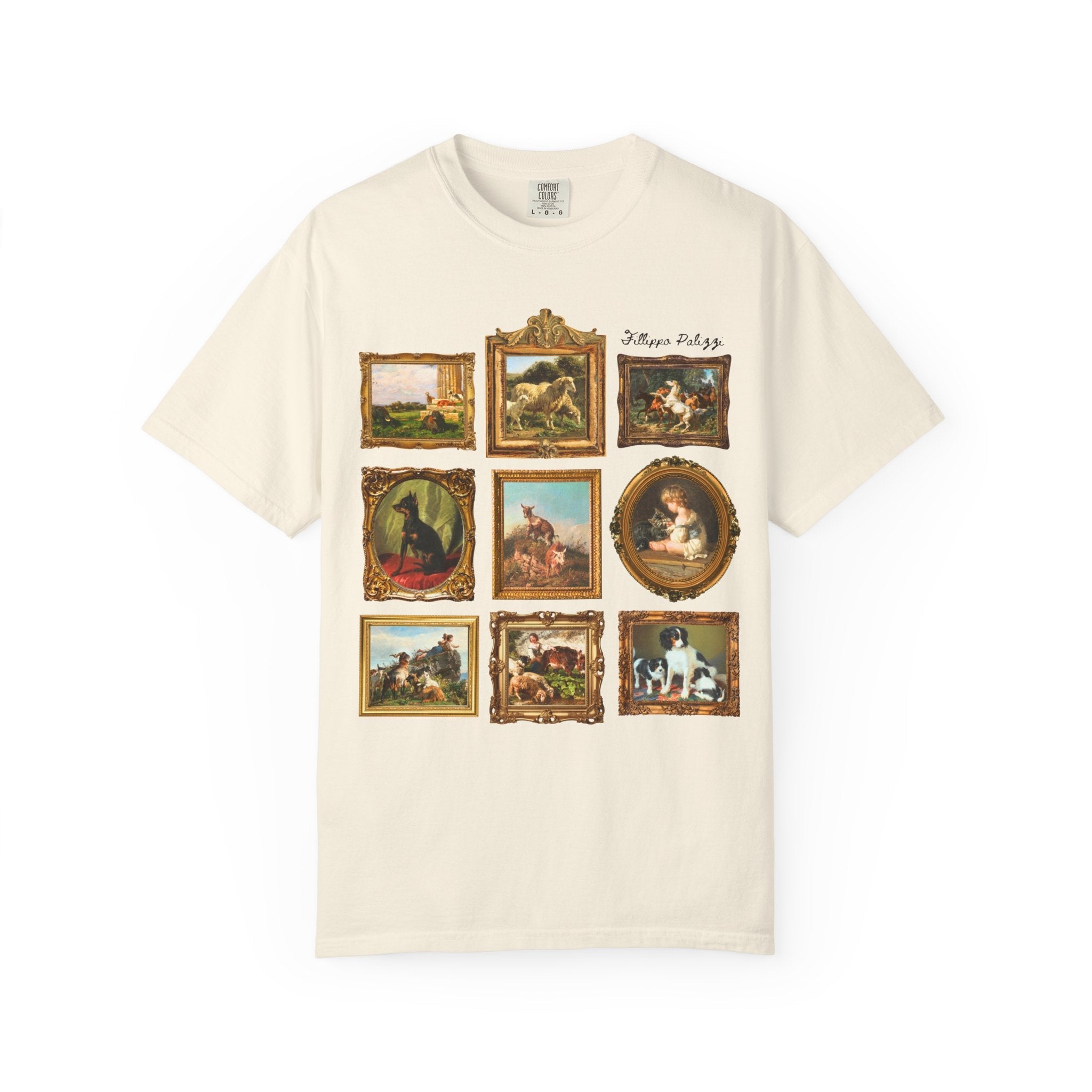 Fillipo Palizzi Art Histort Tee Shirt for Animal Lover: Famous Paintings of Goats and Animals, 19th Century Italian Art History Tee Shirt - Opal and June