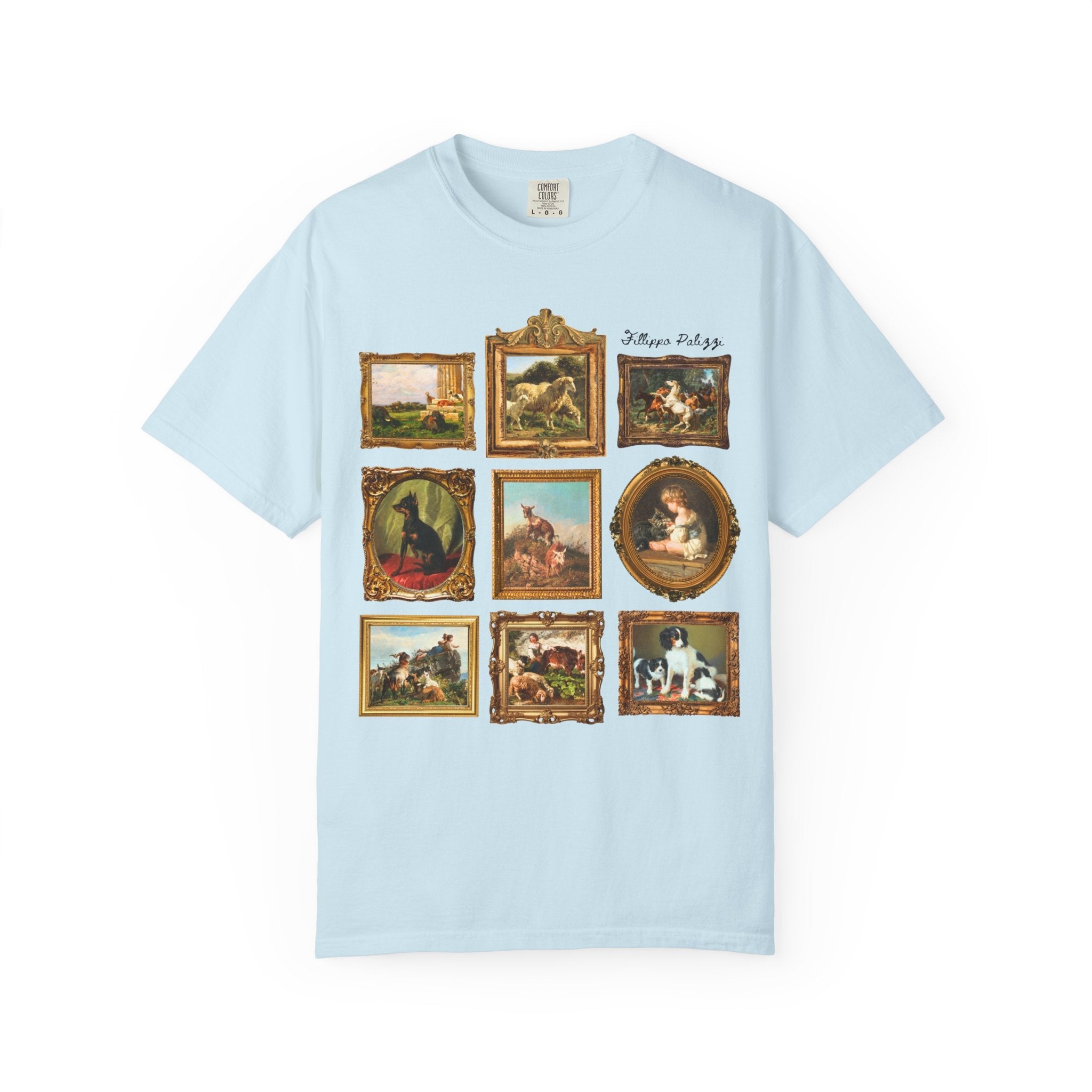 Fillipo Palizzi Art Histort Tee Shirt for Animal Lover: Famous Paintings of Goats and Animals, 19th Century Italian Art History Tee Shirt - Opal and June