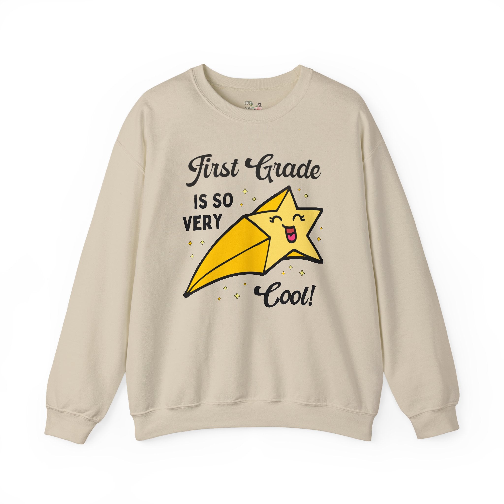 First Grade Back to School Sweatshirt, Funny Saying and Cute Retro Aesthetic Star: First Grade is So Very Cool! Matching 1st Grade Crewneck - Opal and June