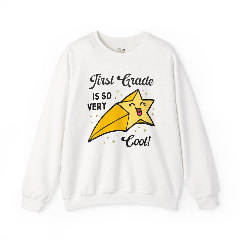 First Grade Back to School Sweatshirt, Funny Saying and Cute Retro Aesthetic Star: First Grade is So Very Cool! Matching 1st Grade Crewneck - Opal and June