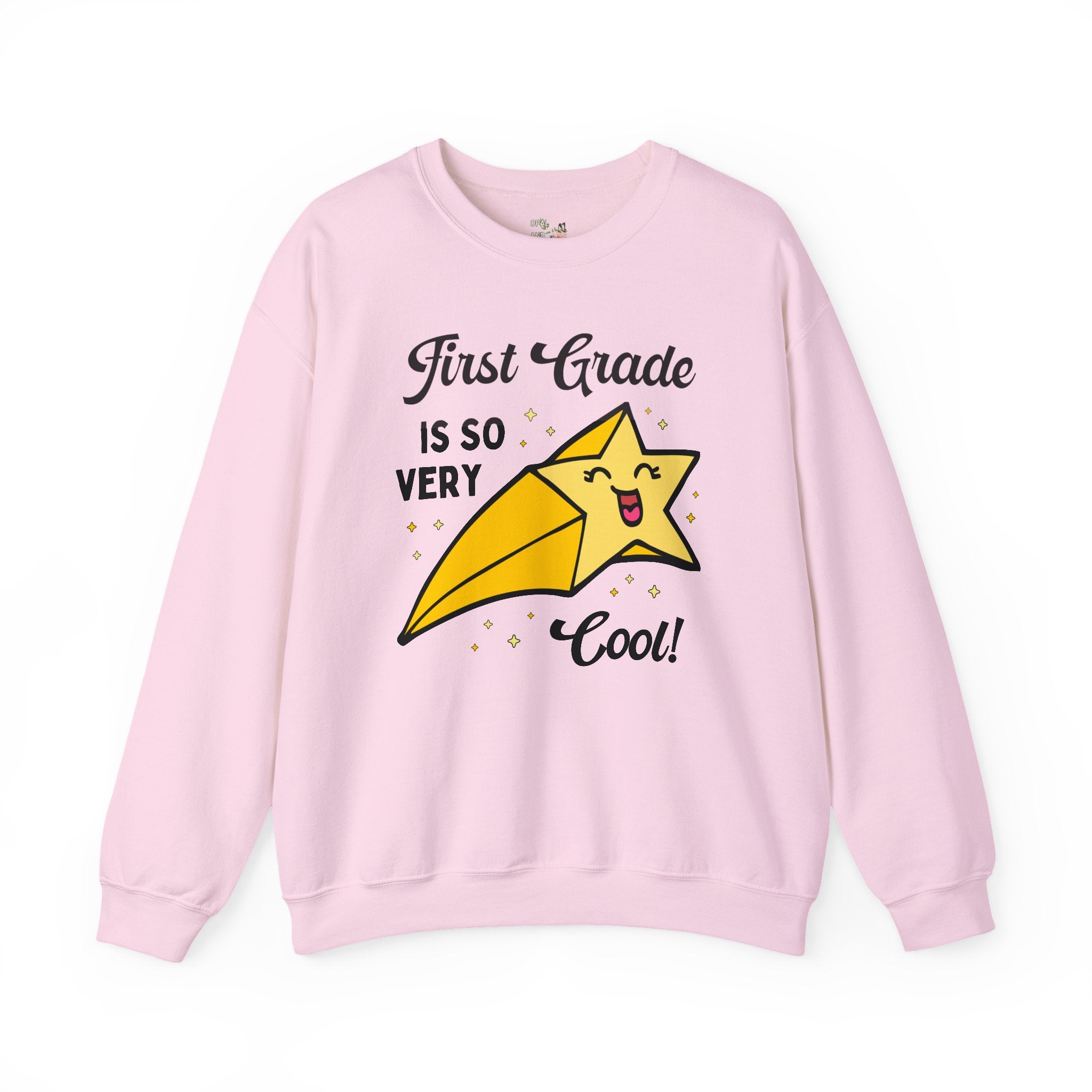 First Grade Back to School Sweatshirt, Funny Saying and Cute Retro Aesthetic Star: First Grade is So Very Cool! Matching 1st Grade Crewneck - Opal and June