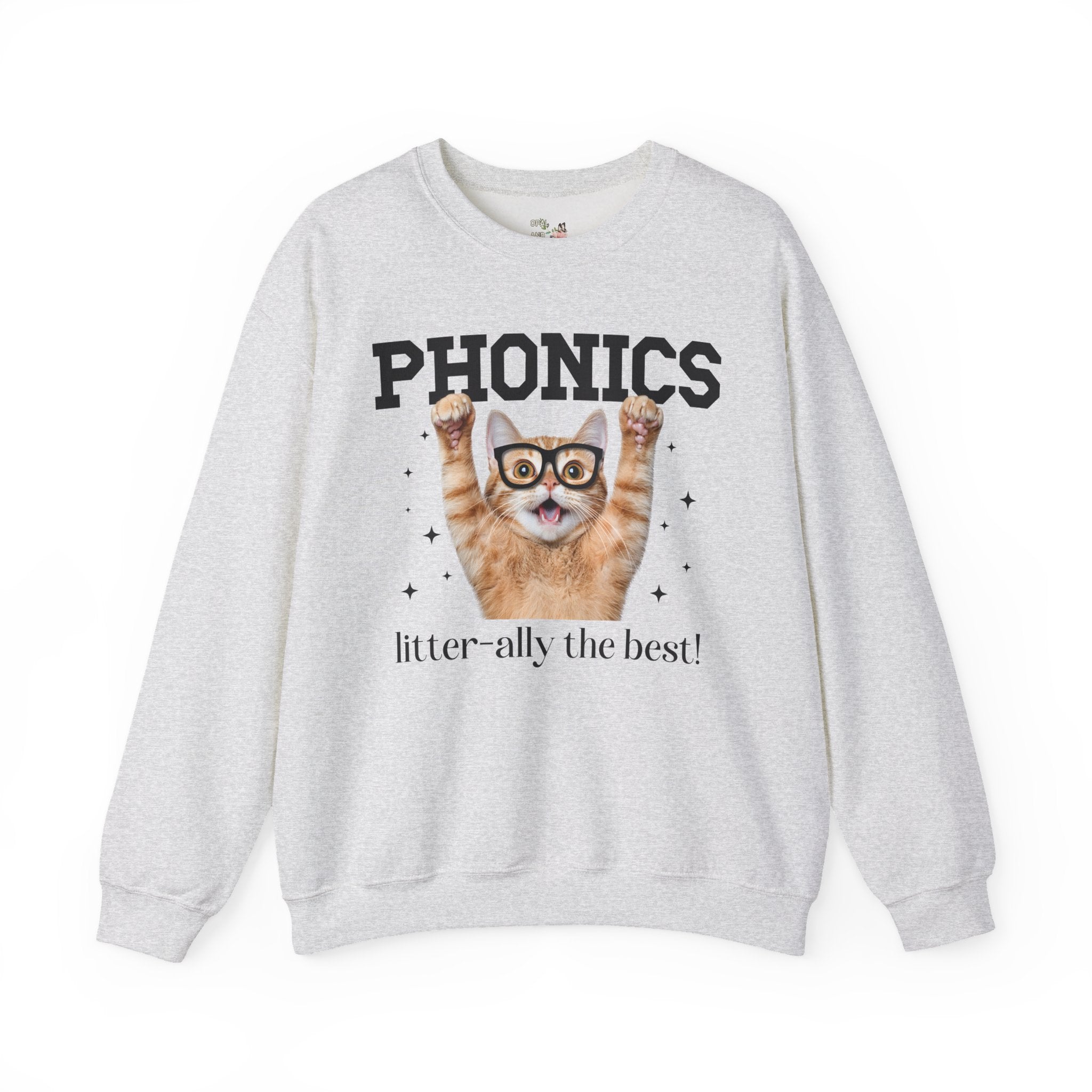 First Grade Teacher Cat Lover Sweatshirt for Back to School, Funny Saying Cat Mom or Cat Dad Gift, First Day of School Teacher Team Shirt - Opal and June