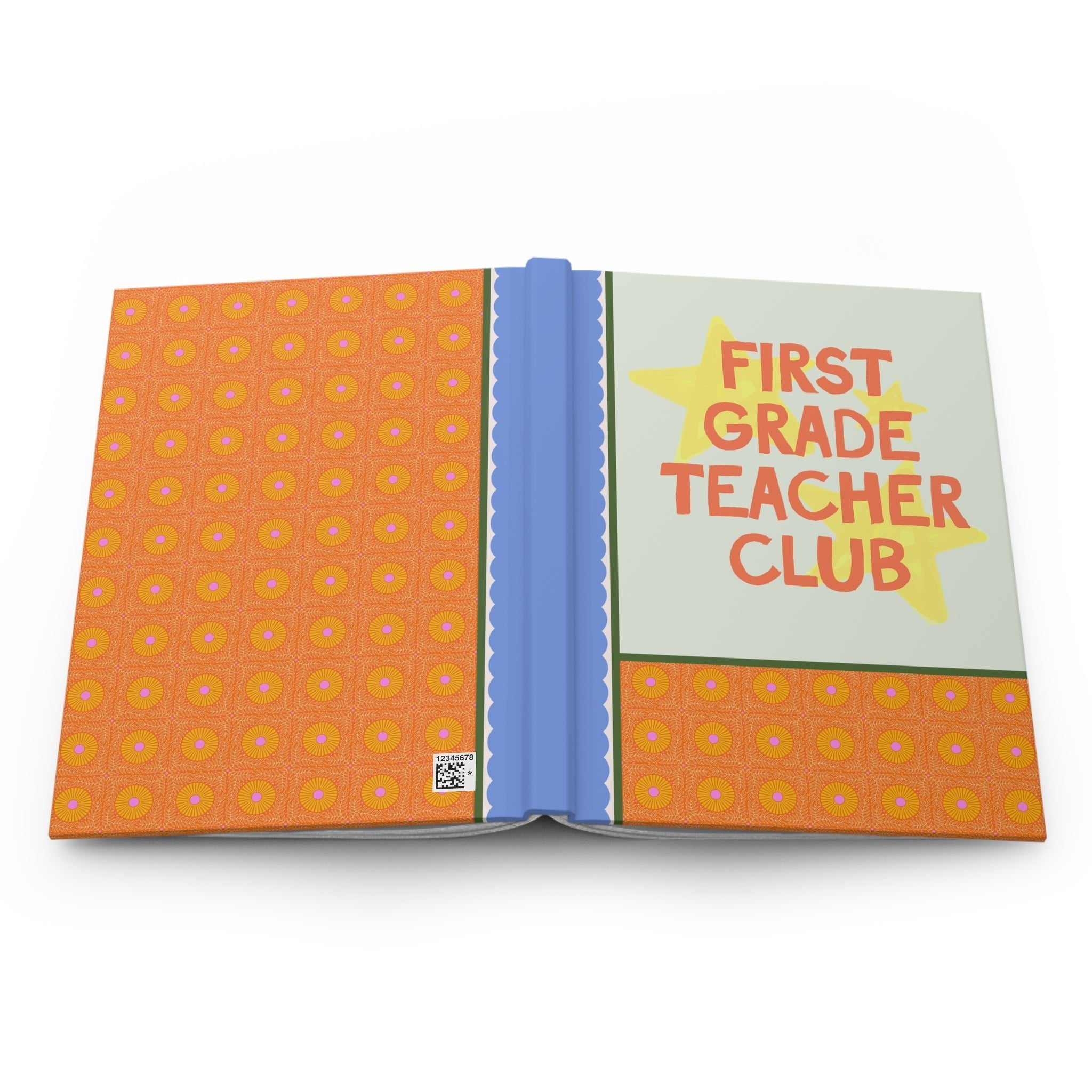 First Grade Teacher Club Notebook for Back to School, Cute First Day of First Grade Teacher Hardcover Journal with Stars, Cute 90s Aesthetic - Opal and June