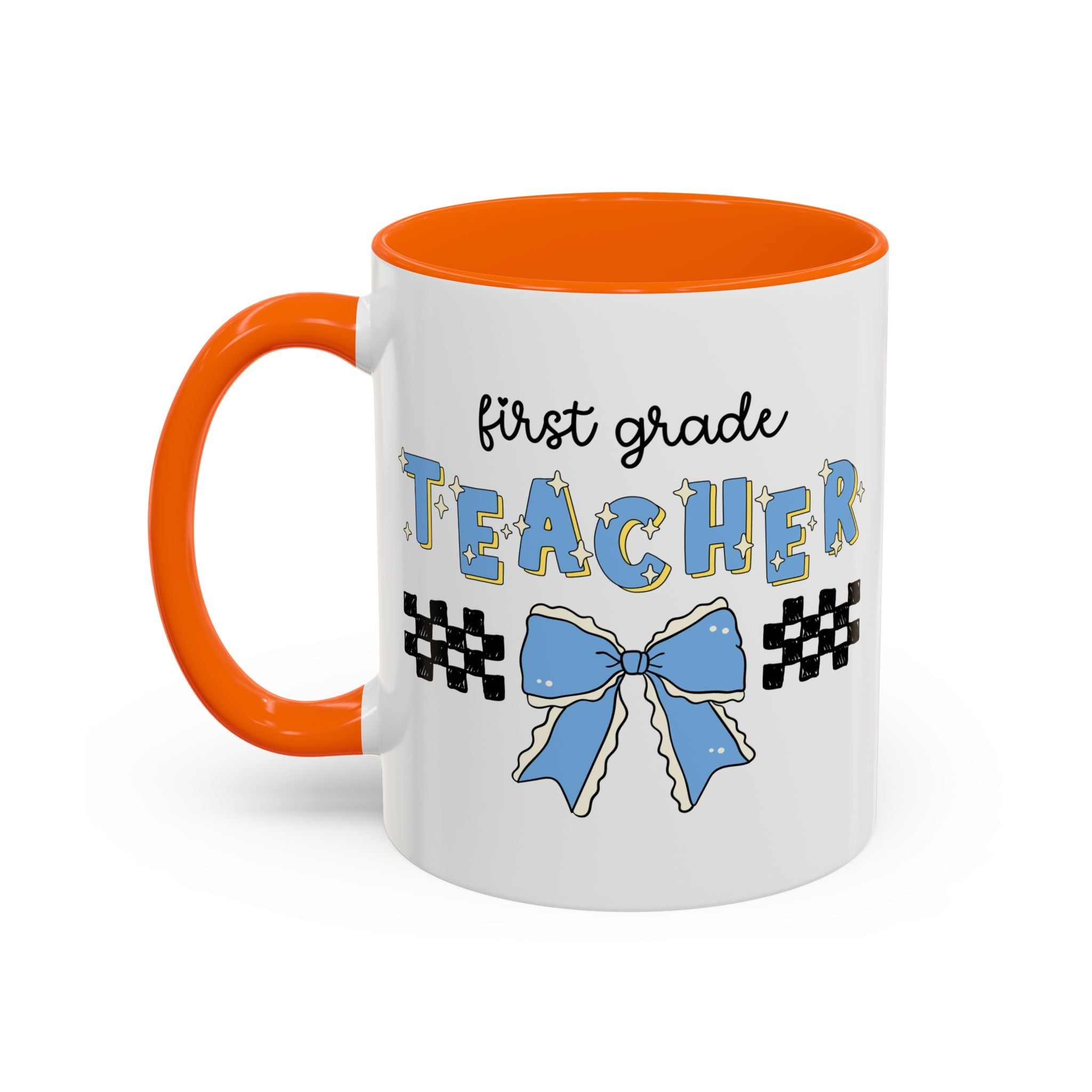 First Grade Teacher Coffee Mug or First Day of School, Meet the Teacher Night, Cute Teaching Major Gift, New 1st Grade Teacher, Mug with Bow - Opal and June