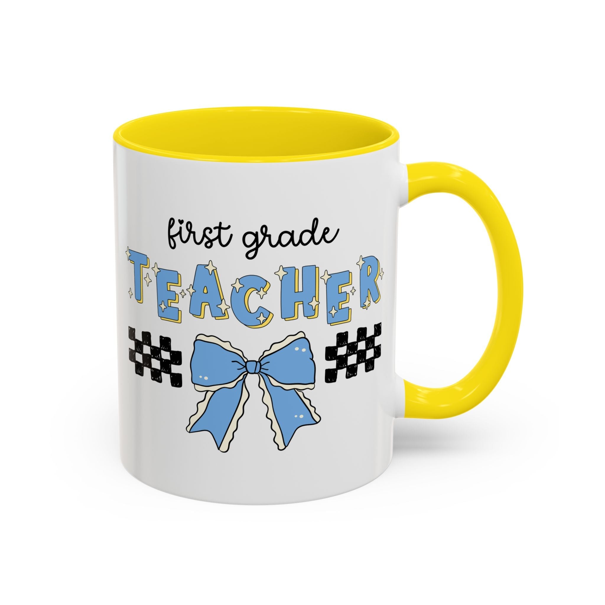 First Grade Teacher Coffee Mug or First Day of School, Meet the Teacher Night, Cute Teaching Major Gift, New 1st Grade Teacher, Mug with Bow - Opal and June