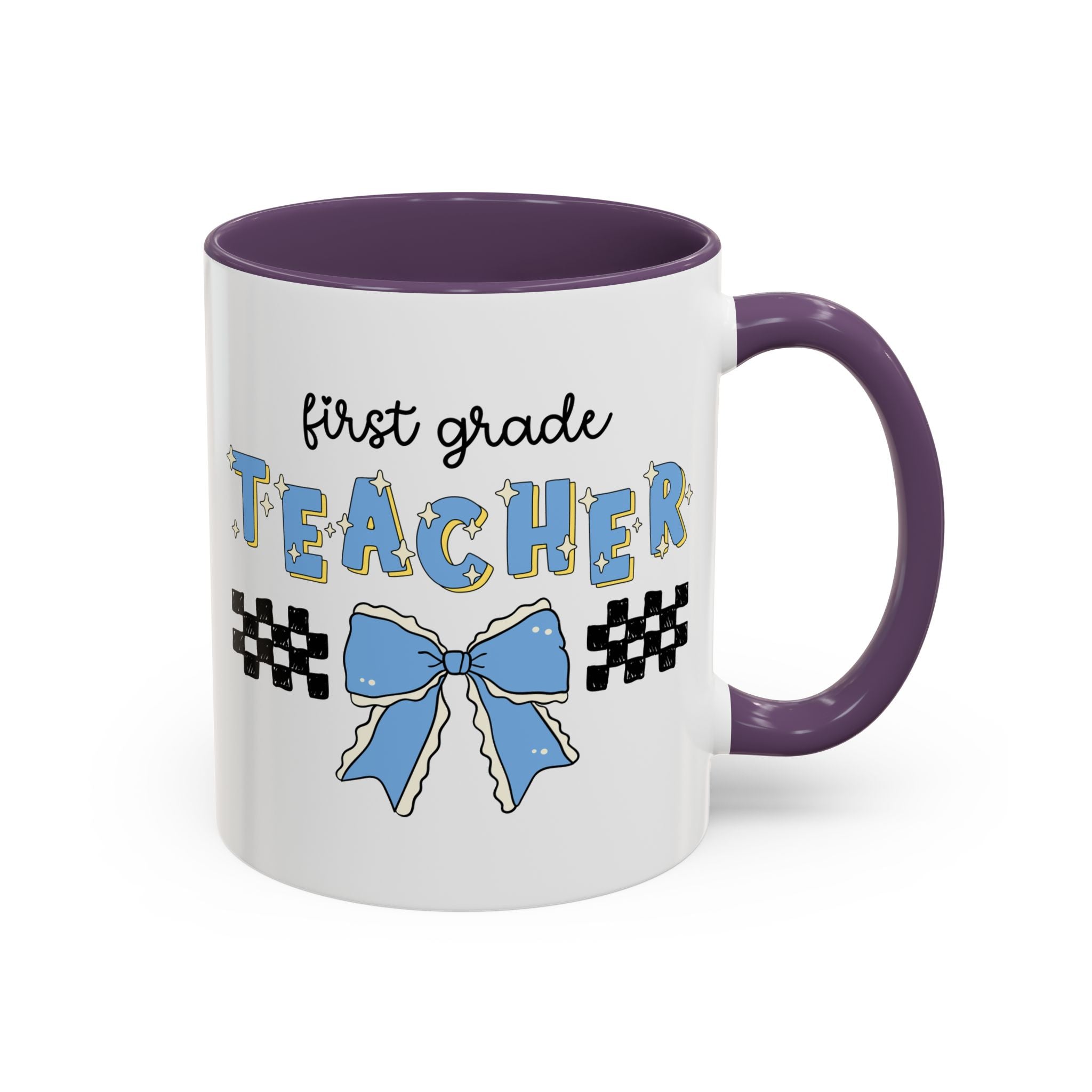 First Grade Teacher Coffee Mug or First Day of School, Meet the Teacher Night, Cute Teaching Major Gift, New 1st Grade Teacher, Mug with Bow - Opal and June