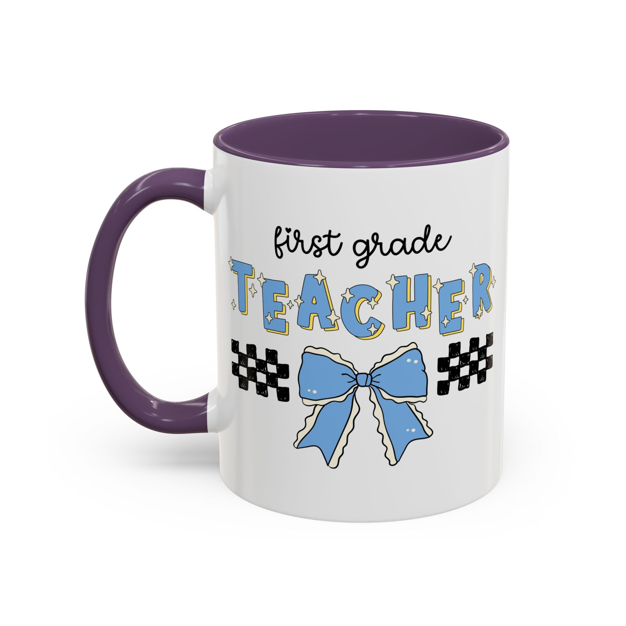 First Grade Teacher Coffee Mug or First Day of School, Meet the Teacher Night, Cute Teaching Major Gift, New 1st Grade Teacher, Mug with Bow - Opal and June