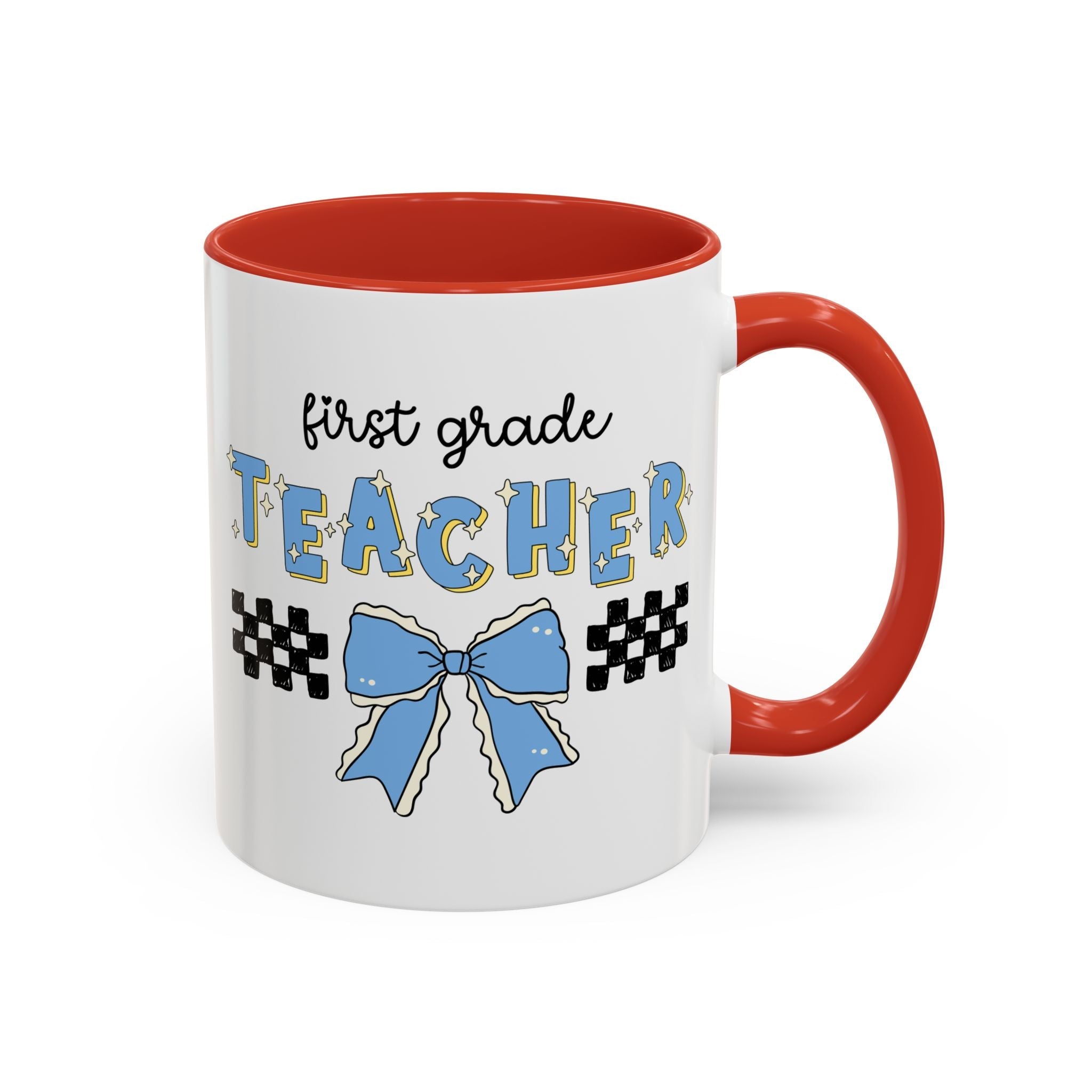 First Grade Teacher Coffee Mug or First Day of School, Meet the Teacher Night, Cute Teaching Major Gift, New 1st Grade Teacher, Mug with Bow - Opal and June