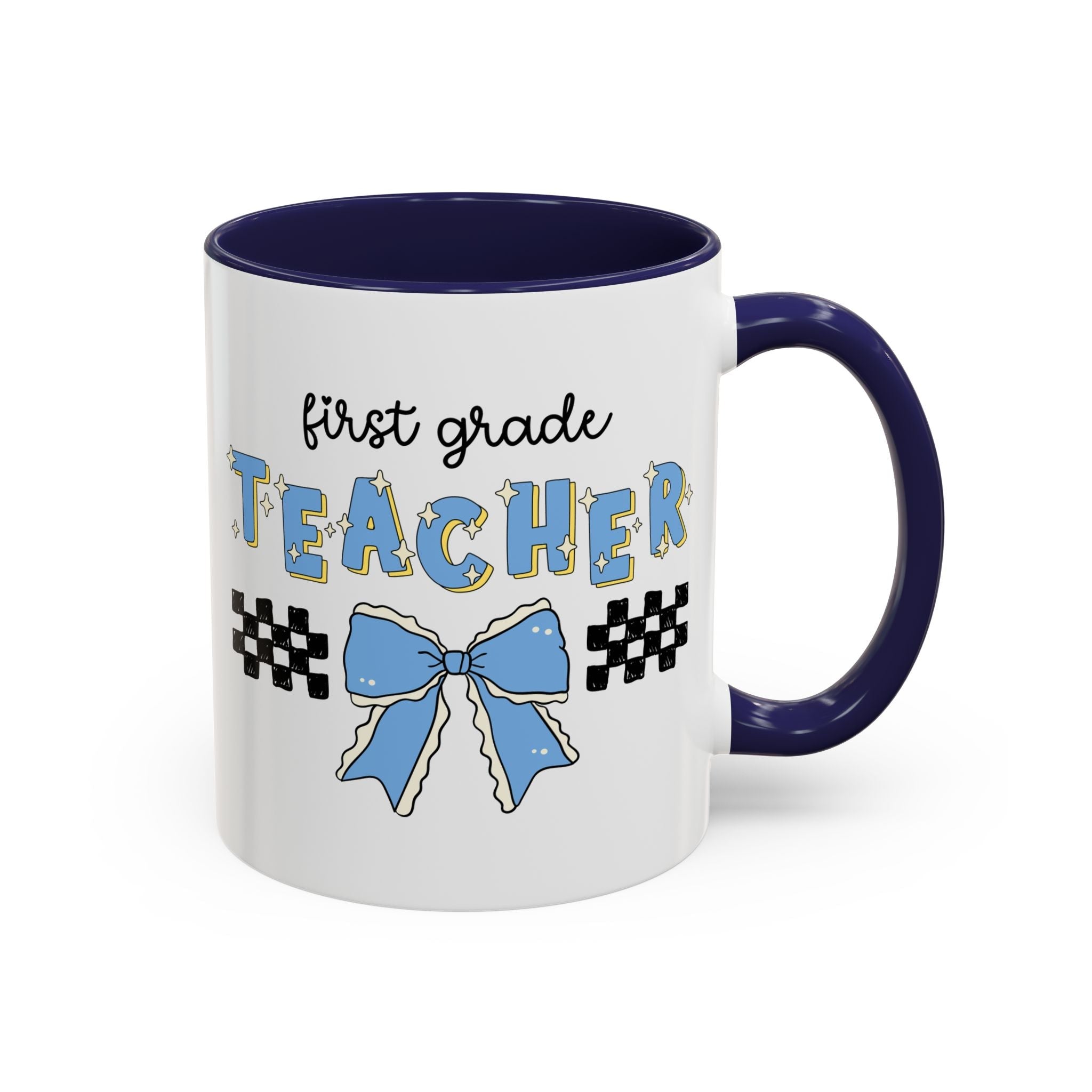 First Grade Teacher Coffee Mug or First Day of School, Meet the Teacher Night, Cute Teaching Major Gift, New 1st Grade Teacher, Mug with Bow - Opal and June