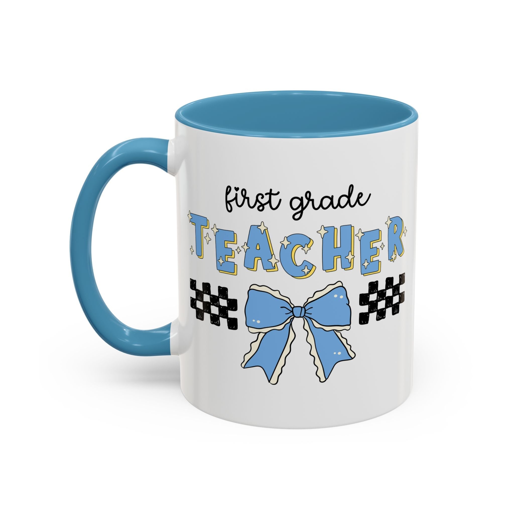 First Grade Teacher Coffee Mug or First Day of School, Meet the Teacher Night, Cute Teaching Major Gift, New 1st Grade Teacher, Mug with Bow - Opal and June