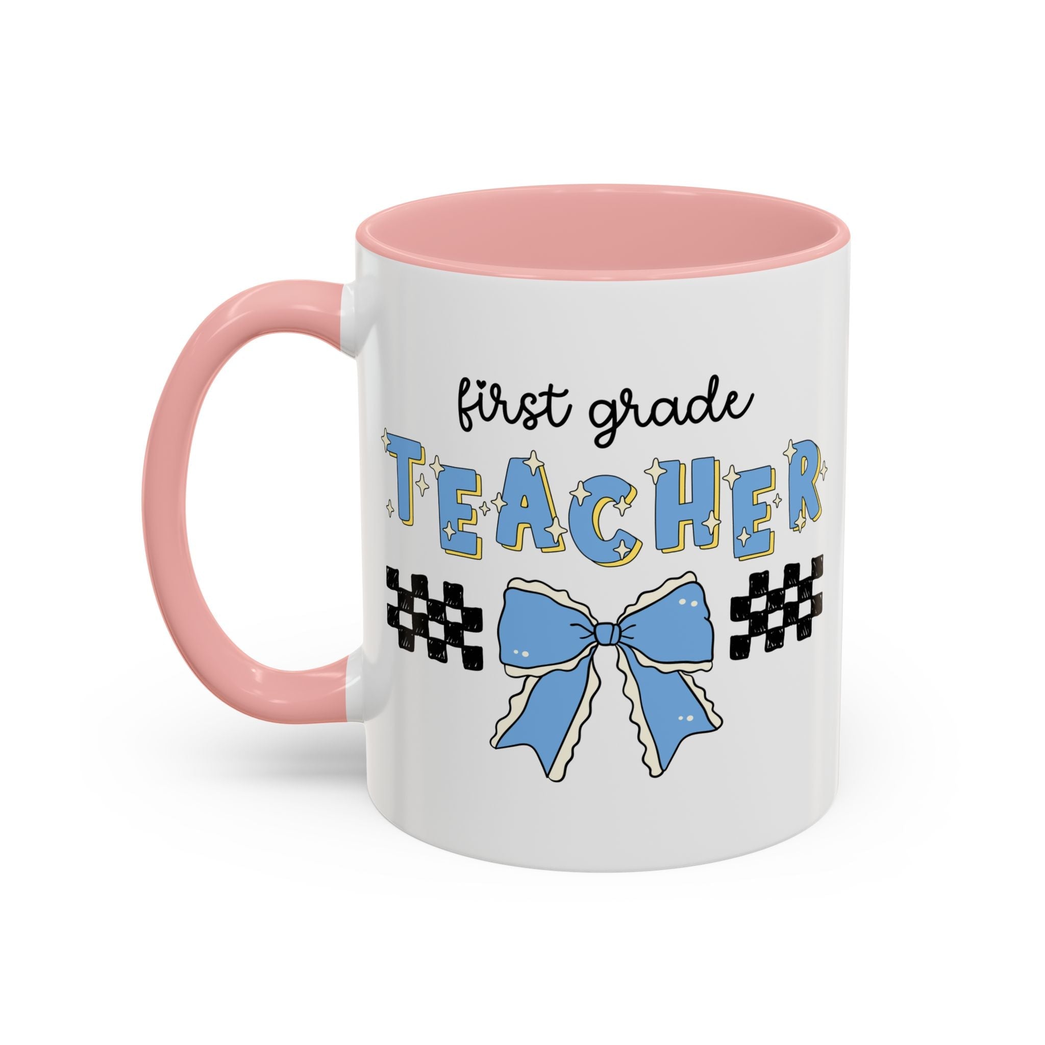 First Grade Teacher Coffee Mug or First Day of School, Meet the Teacher Night, Cute Teaching Major Gift, New 1st Grade Teacher, Mug with Bow - Opal and June