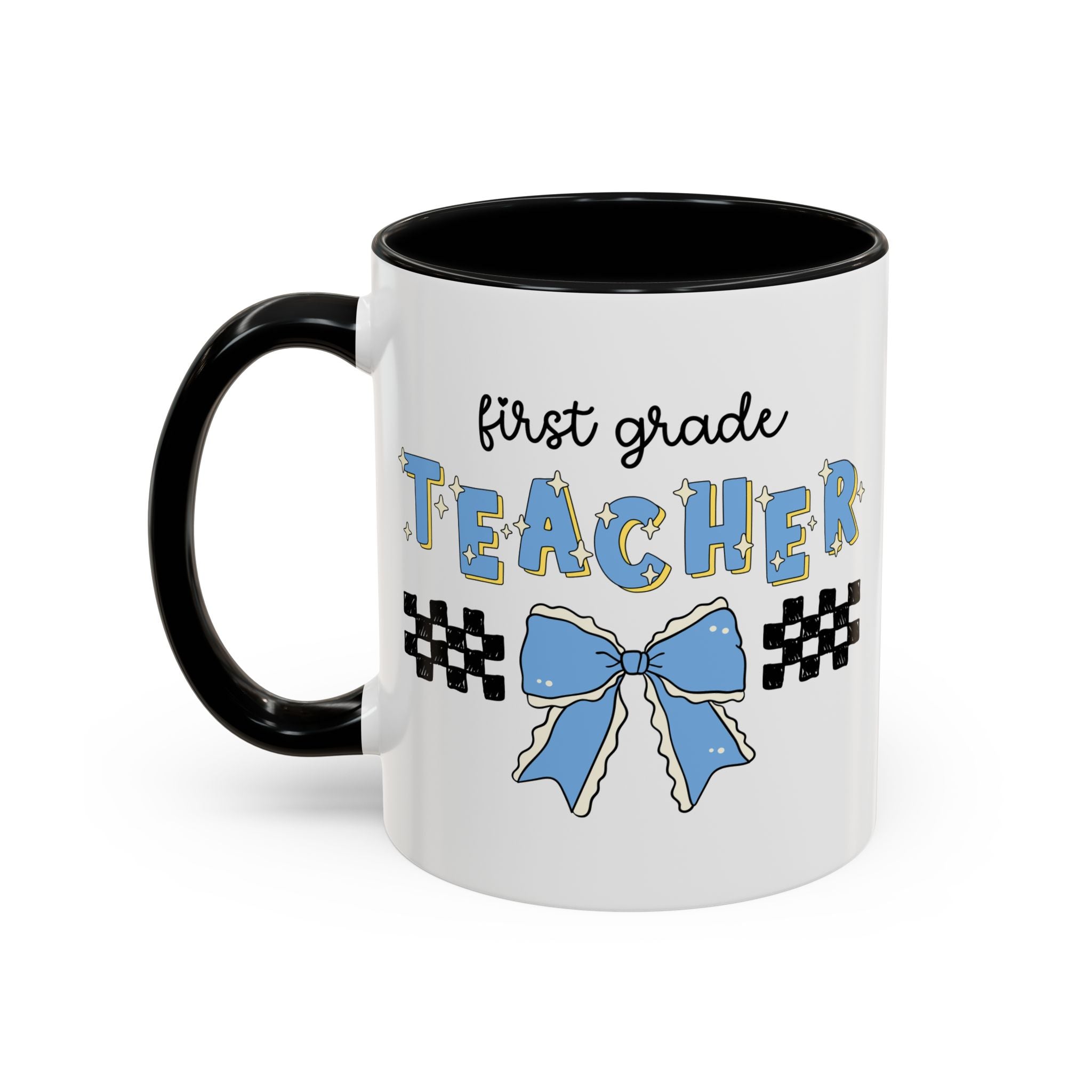 First Grade Teacher Coffee Mug or First Day of School, Meet the Teacher Night, Cute Teaching Major Gift, New 1st Grade Teacher, Mug with Bow - Opal and June