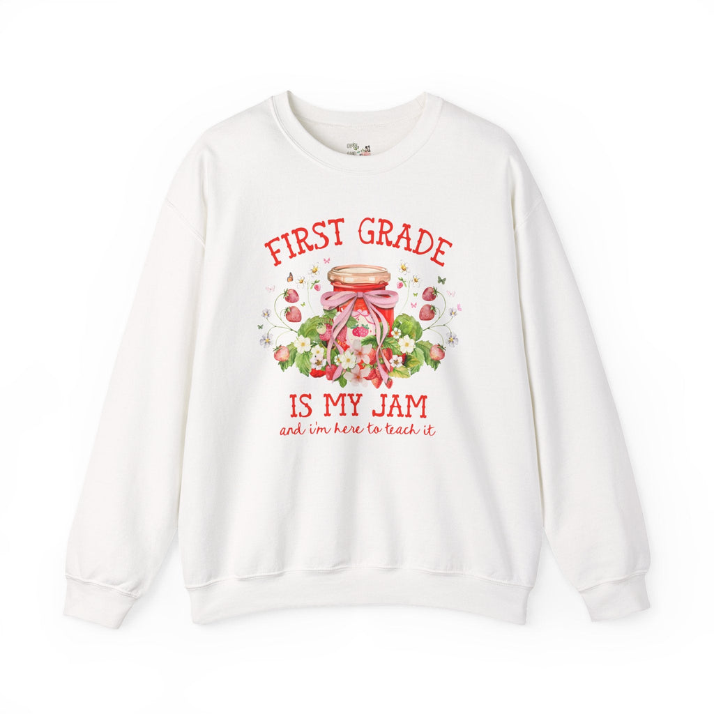 First Grade Teacher Sweatshirt with Strawberries: First Grade is My Jam, Matching Back to School, Meet the Teacher Shirt, First Grade Crew - Opal and June