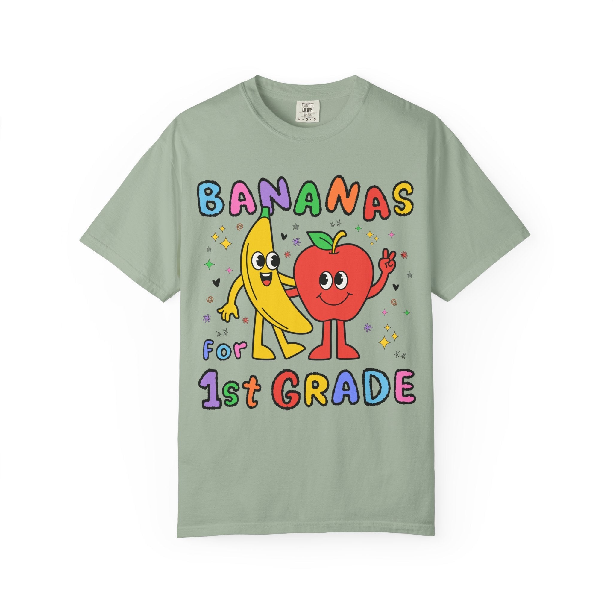 First Grade Teacher Tee Shirt: Bananas for First Grade, Cute 90s Aesthetic First Grade Crew Shirt for Fruit Lover, Nostalgic Fun Teacher Tee - Opal and June