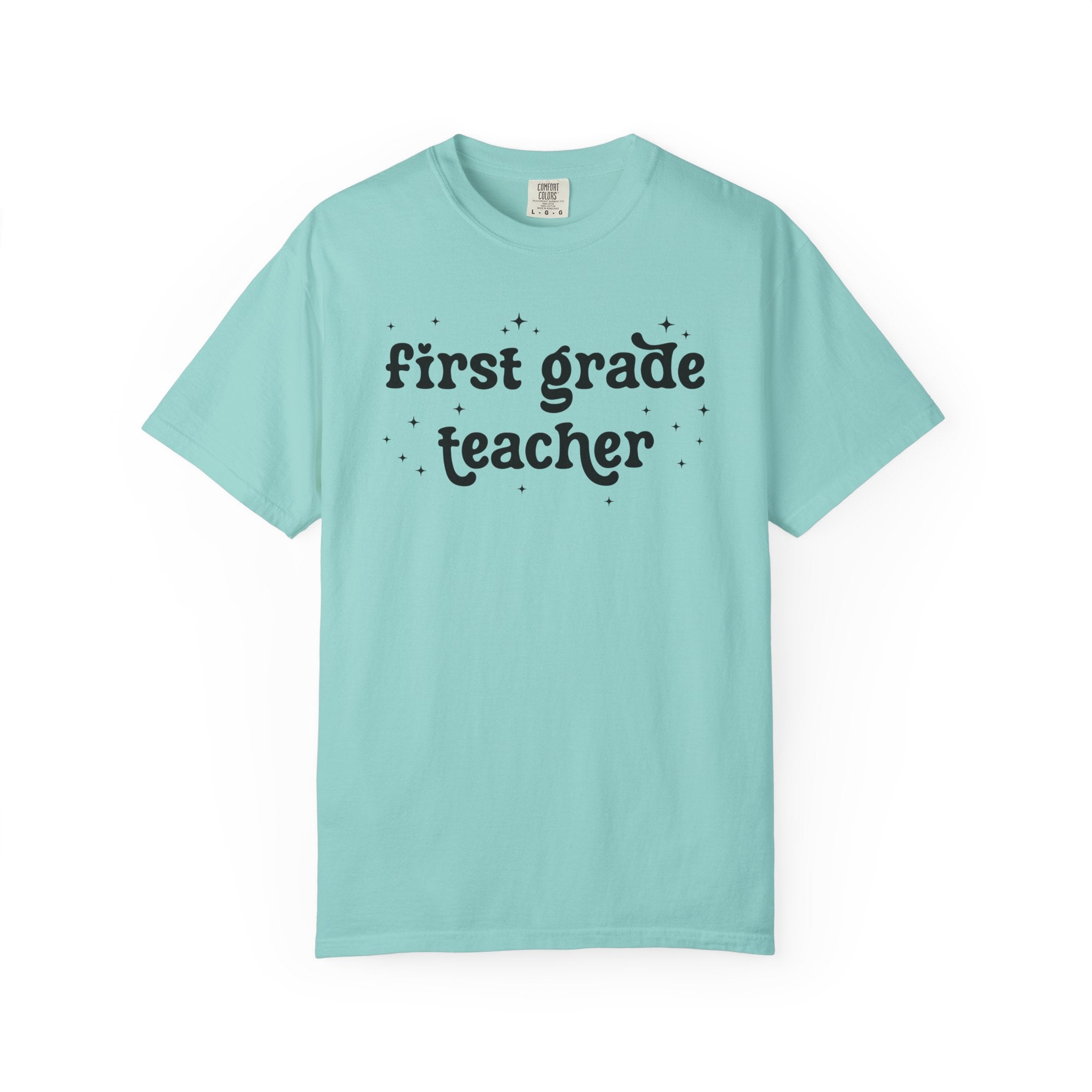 First Grade Teacher Tee Shirt for Back to School, Cute Teacher Appreciation Gift, Matching 1st Grade Teacher Team Shirt, Cute Retro Stars - Opal and June