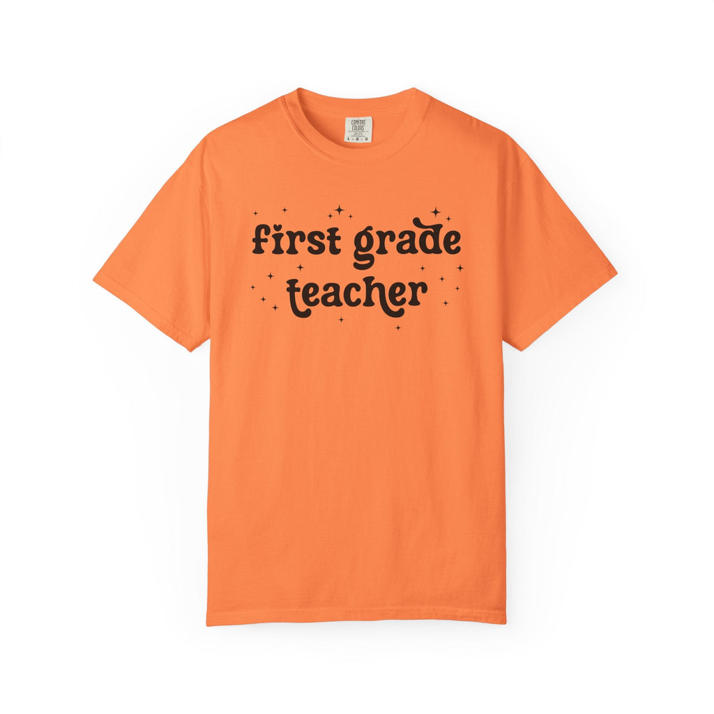 First Grade Teacher Tee Shirt for Back to School, Cute Teacher Appreciation Gift, Matching 1st Grade Teacher Team Shirt, Cute Retro Stars - Opal and June