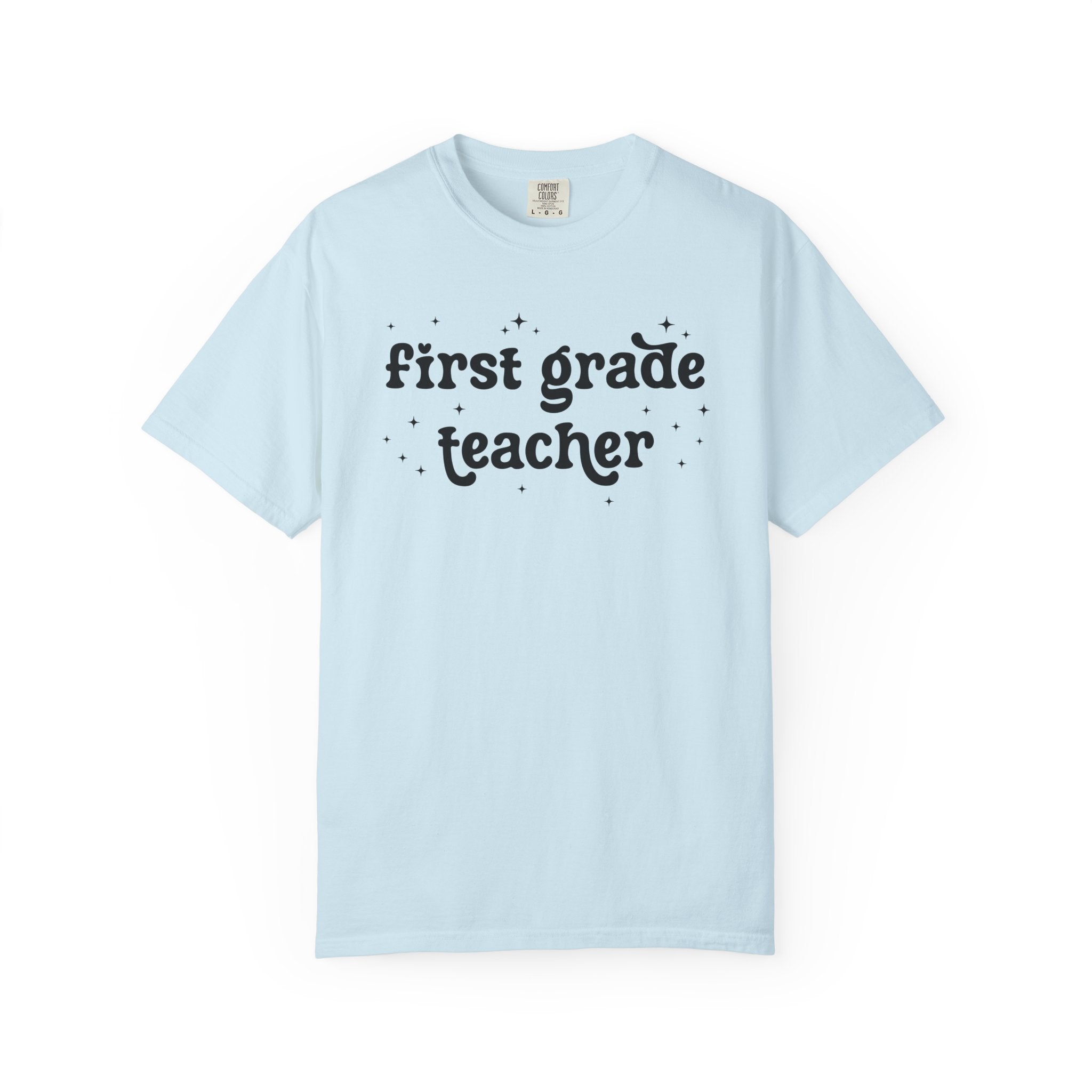 First Grade Teacher Tee Shirt for Back to School, Cute Teacher Appreciation Gift, Matching 1st Grade Teacher Team Shirt, Cute Retro Stars - Opal and June