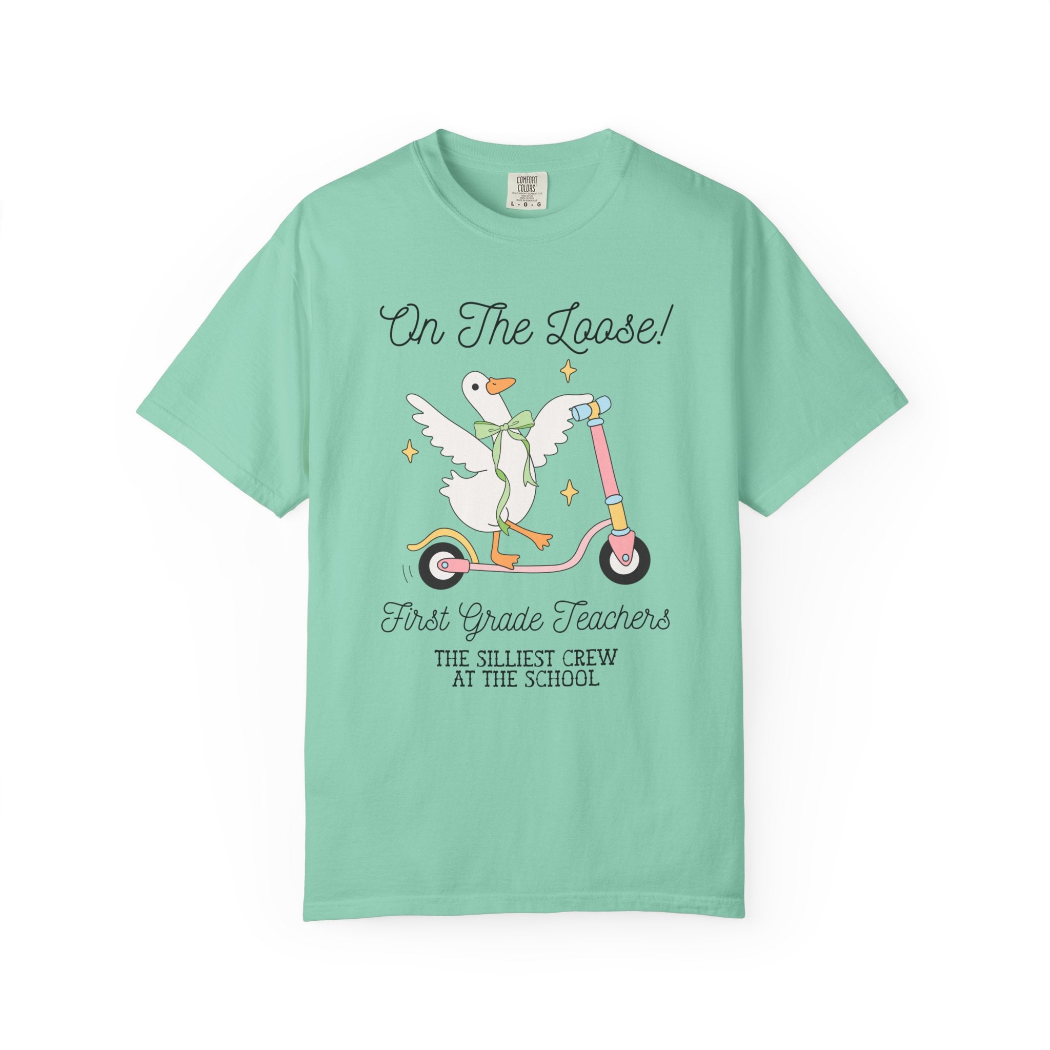 First Grade Teacher Tee Shirt for Back to School, Matching Meet the Teacher T-Shirt for First Day of School, Silly Goose Animal Lover Tee - Opal and June