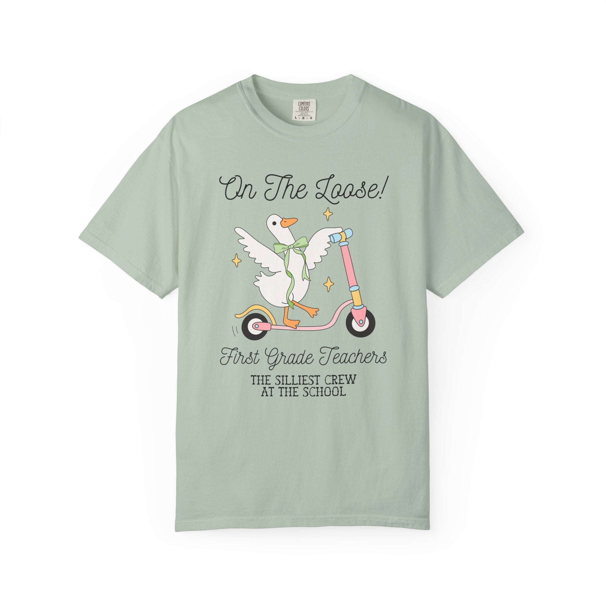 First Grade Teacher Tee Shirt for Back to School, Matching Meet the Teacher T-Shirt for First Day of School, Silly Goose Animal Lover Tee - Opal and June